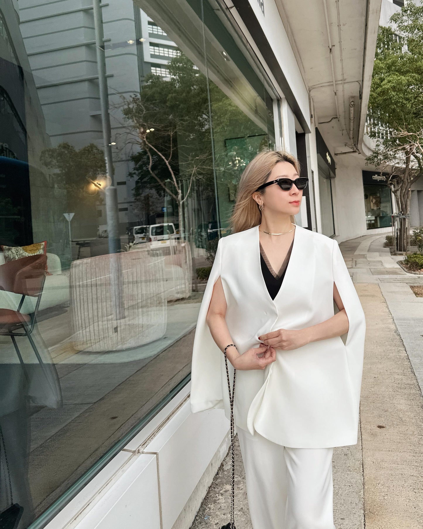 aalis CELLA cape sleeves blazer (White)