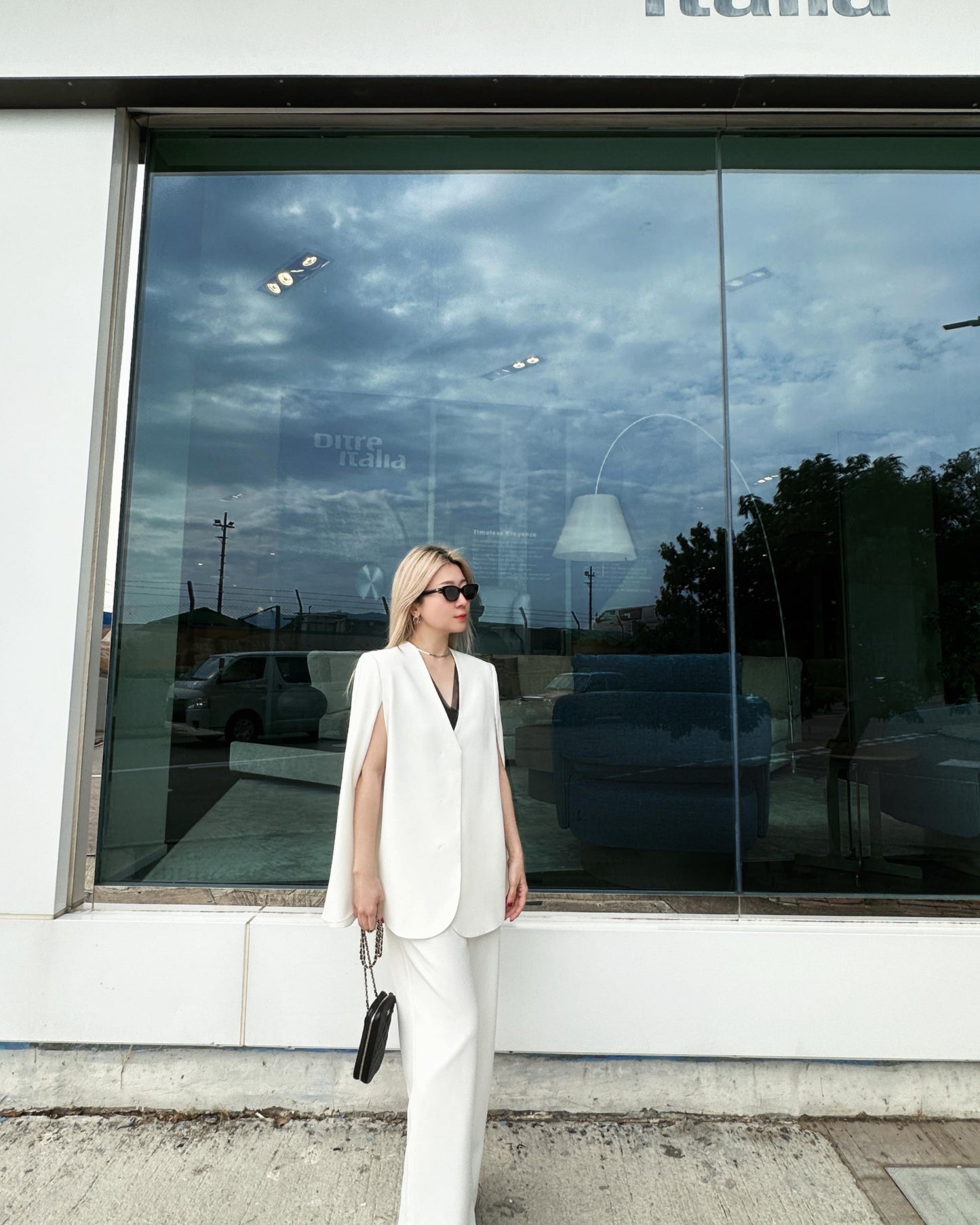 aalis CELLA cape sleeves blazer (White)