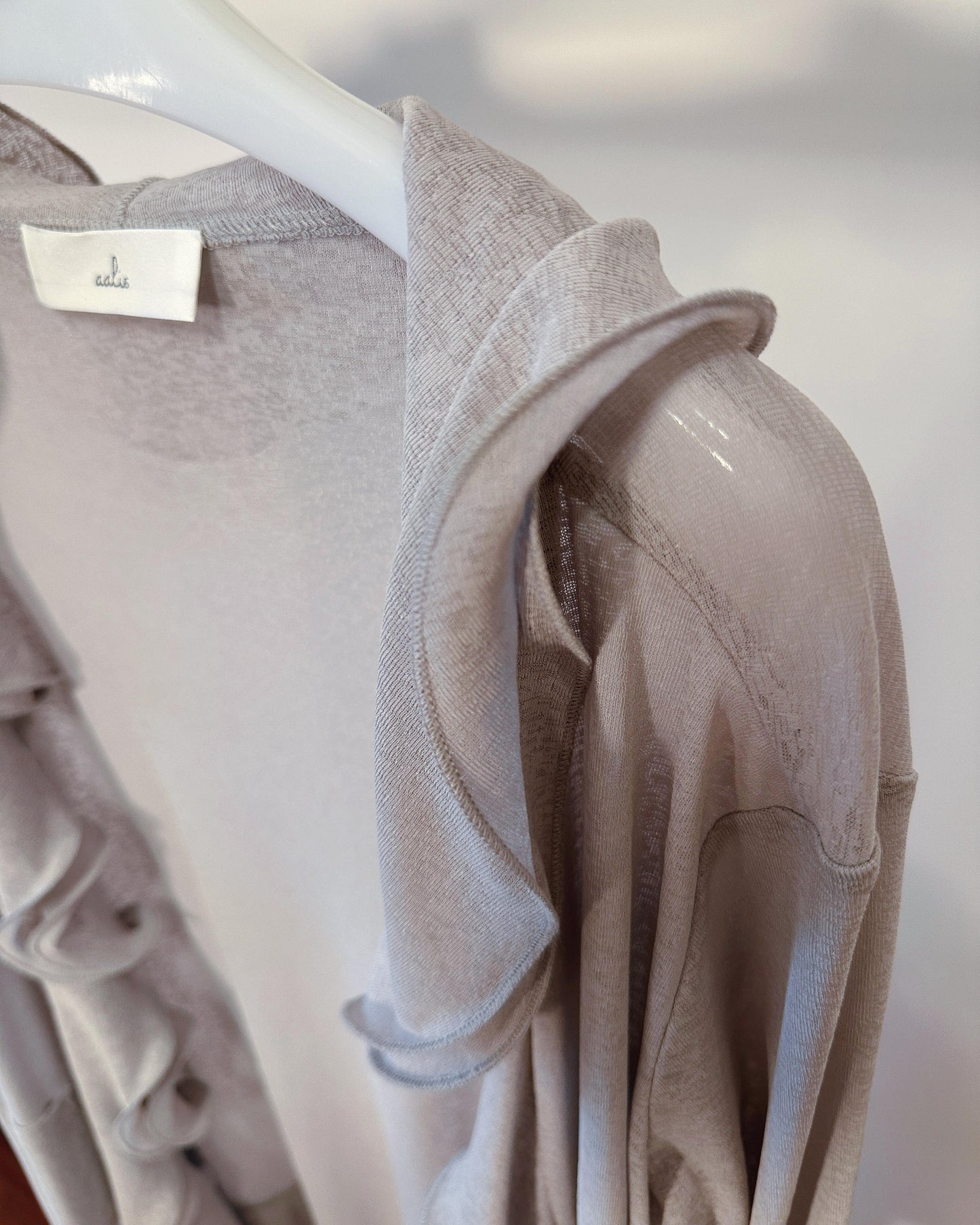 (Pre-order) aalis RINON cascade ruffle front long cardigan (Lt Grey)
