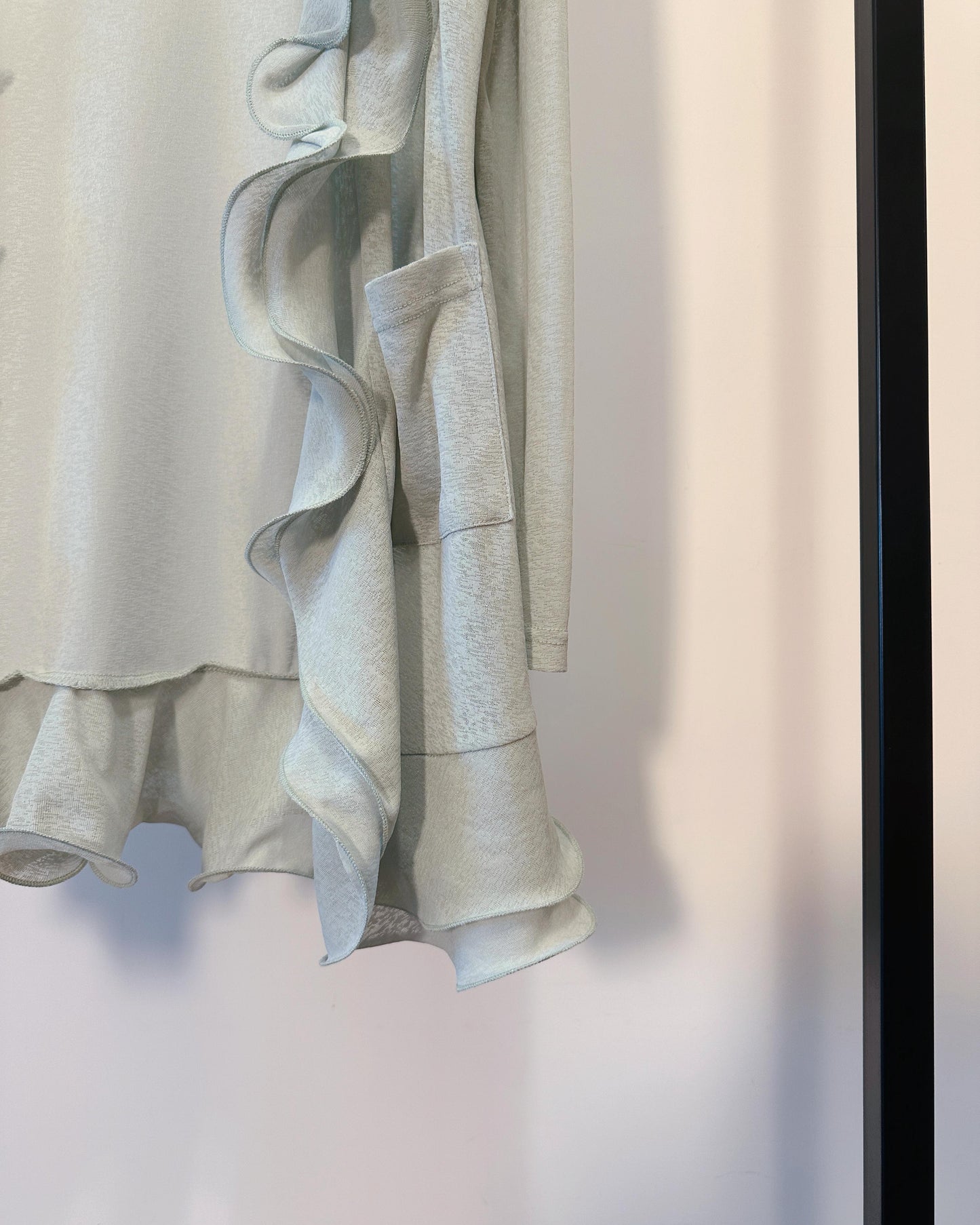 aalis RINON cascade ruffle front long cardigan (Mint)