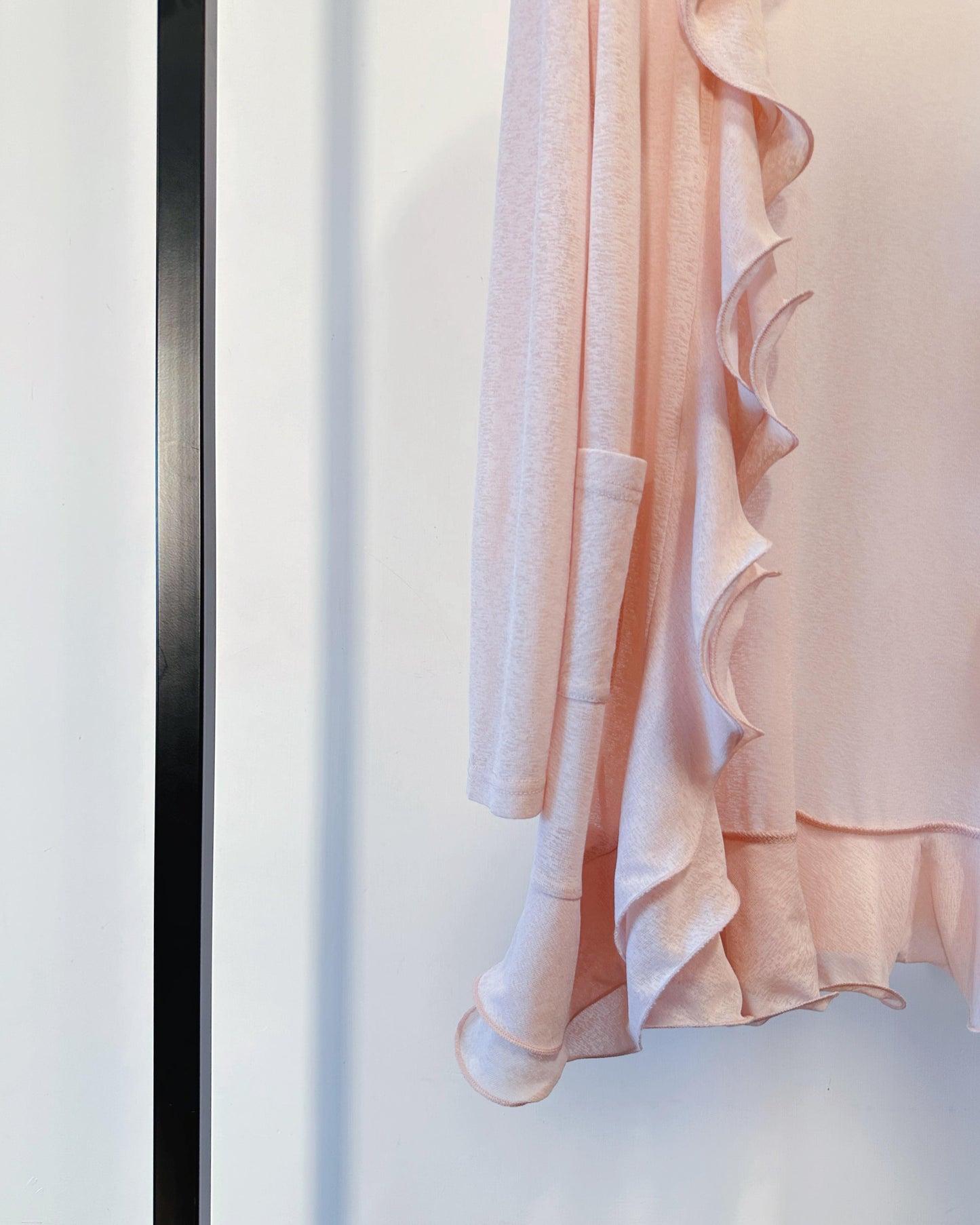 aalis RINON cascade ruffle front long cardigan (Pink)