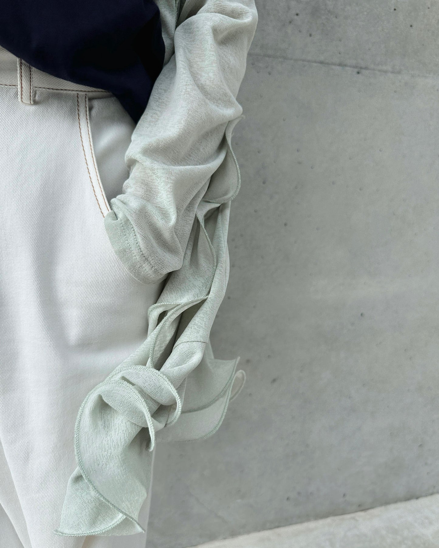 aalis RINON cascade ruffle front long cardigan (Mint)