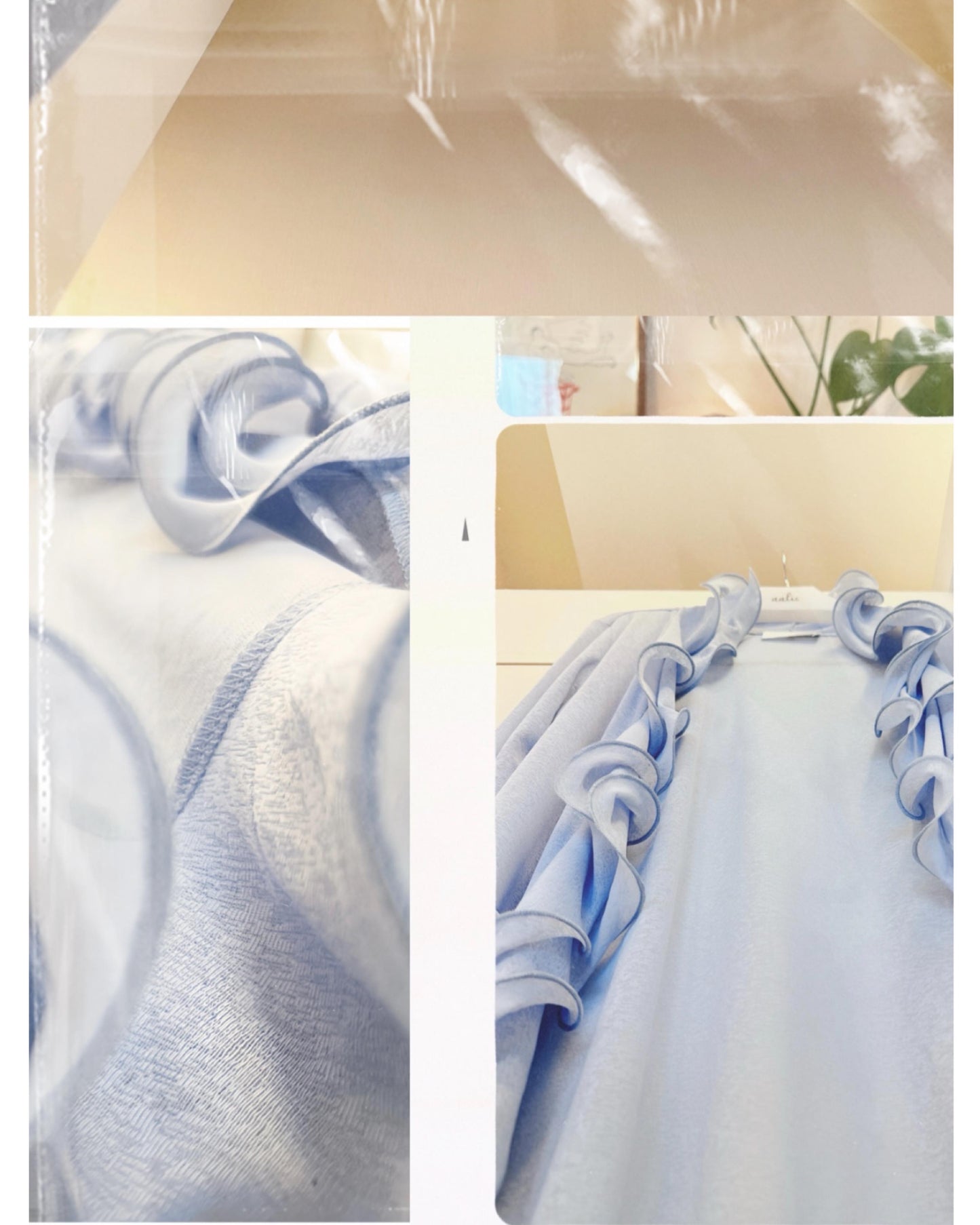 aalis RINON cascade ruffle front long cardigan (Lt Blue)