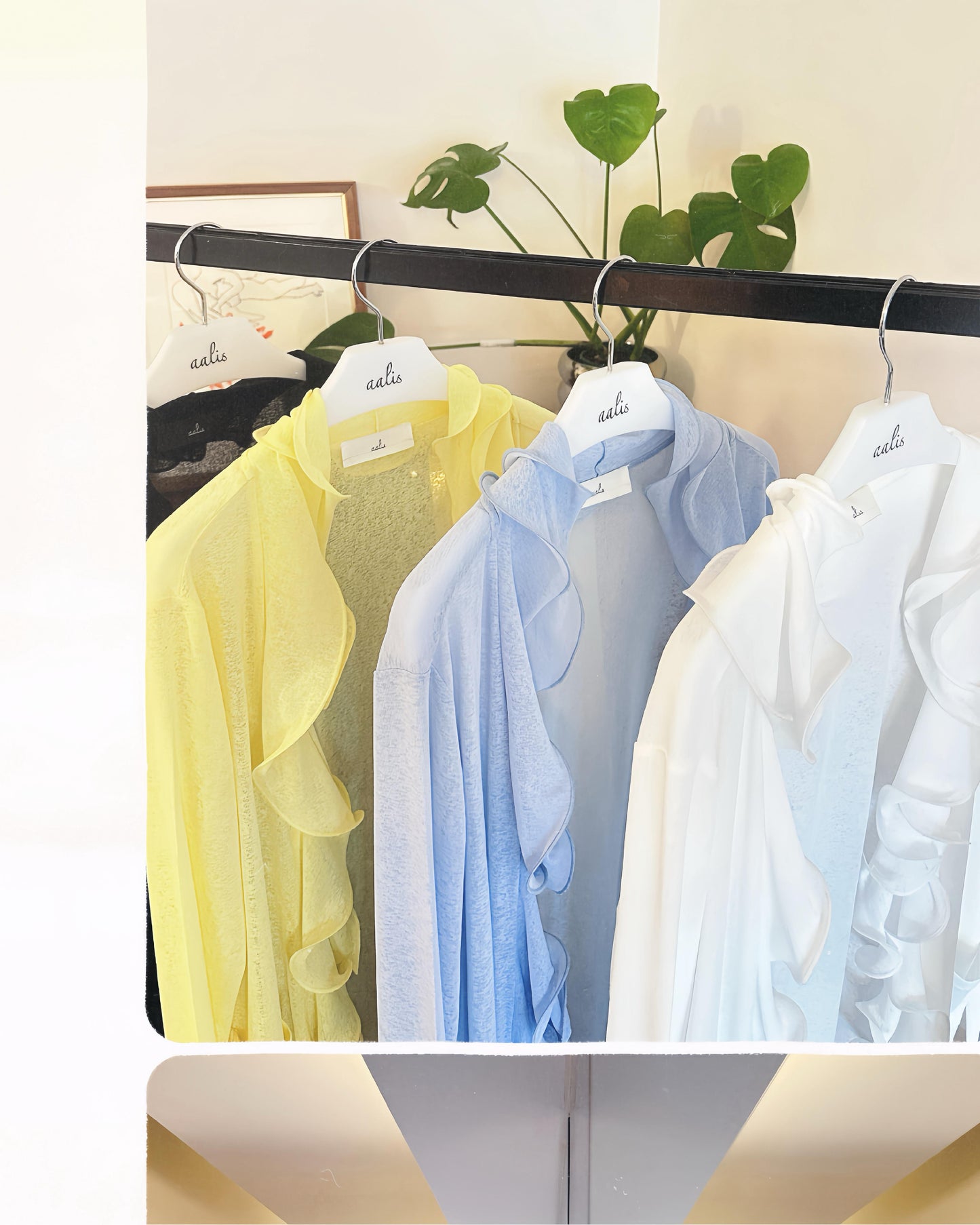 aalis RINON cascade ruffle front long cardigan (Lt Yellow)