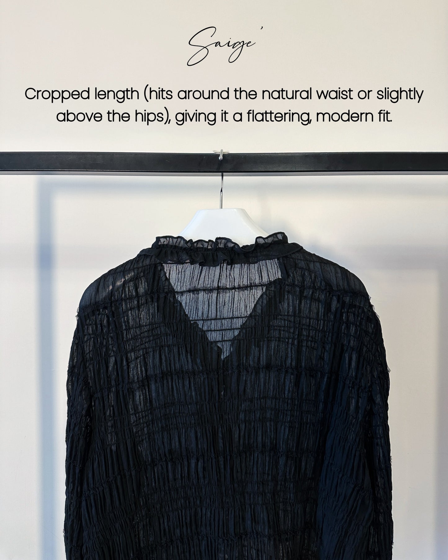 aalis SAIGE chiffon ruching cardigan (Black)