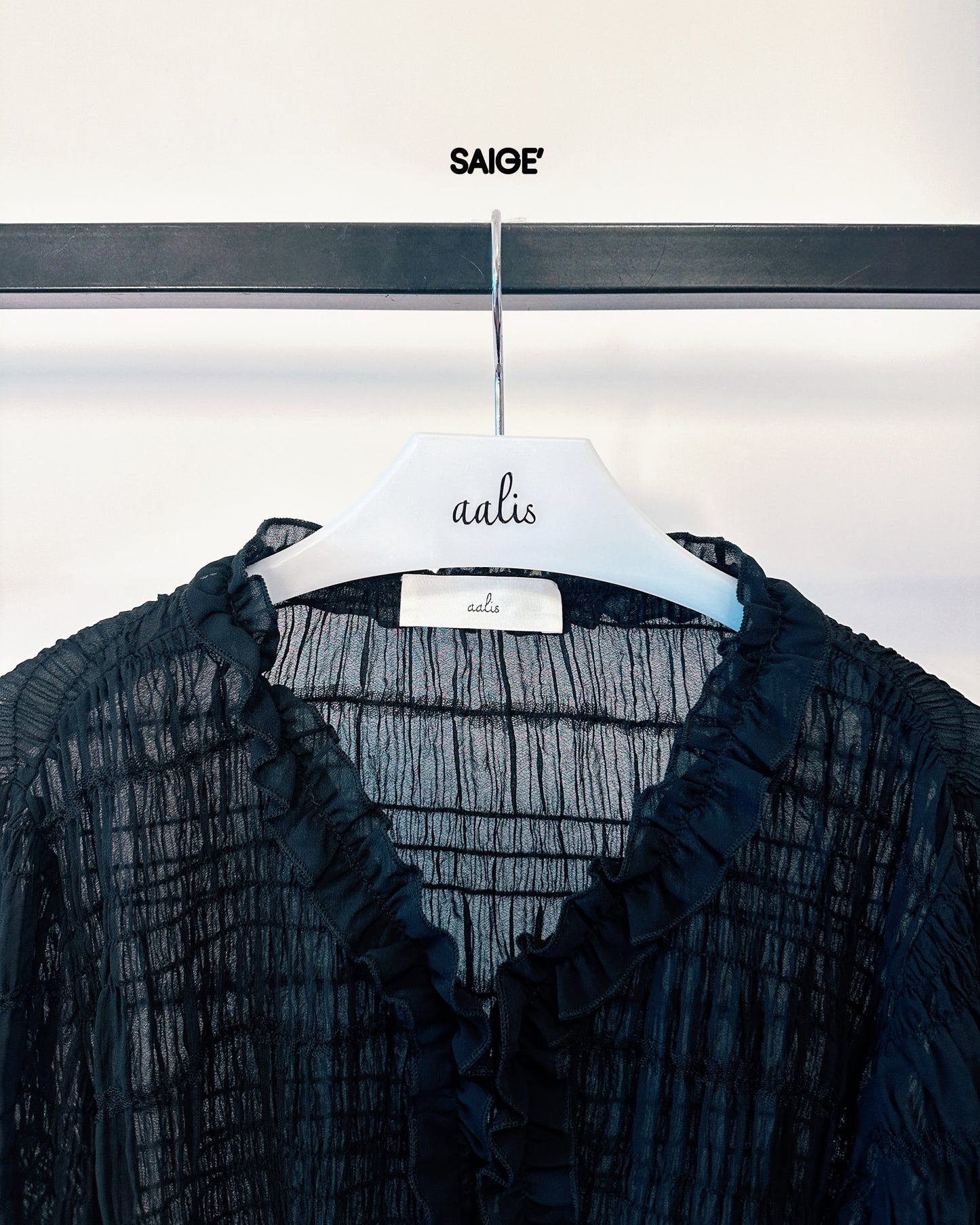 aalis SAIGE chiffon ruching cardigan (Black)
