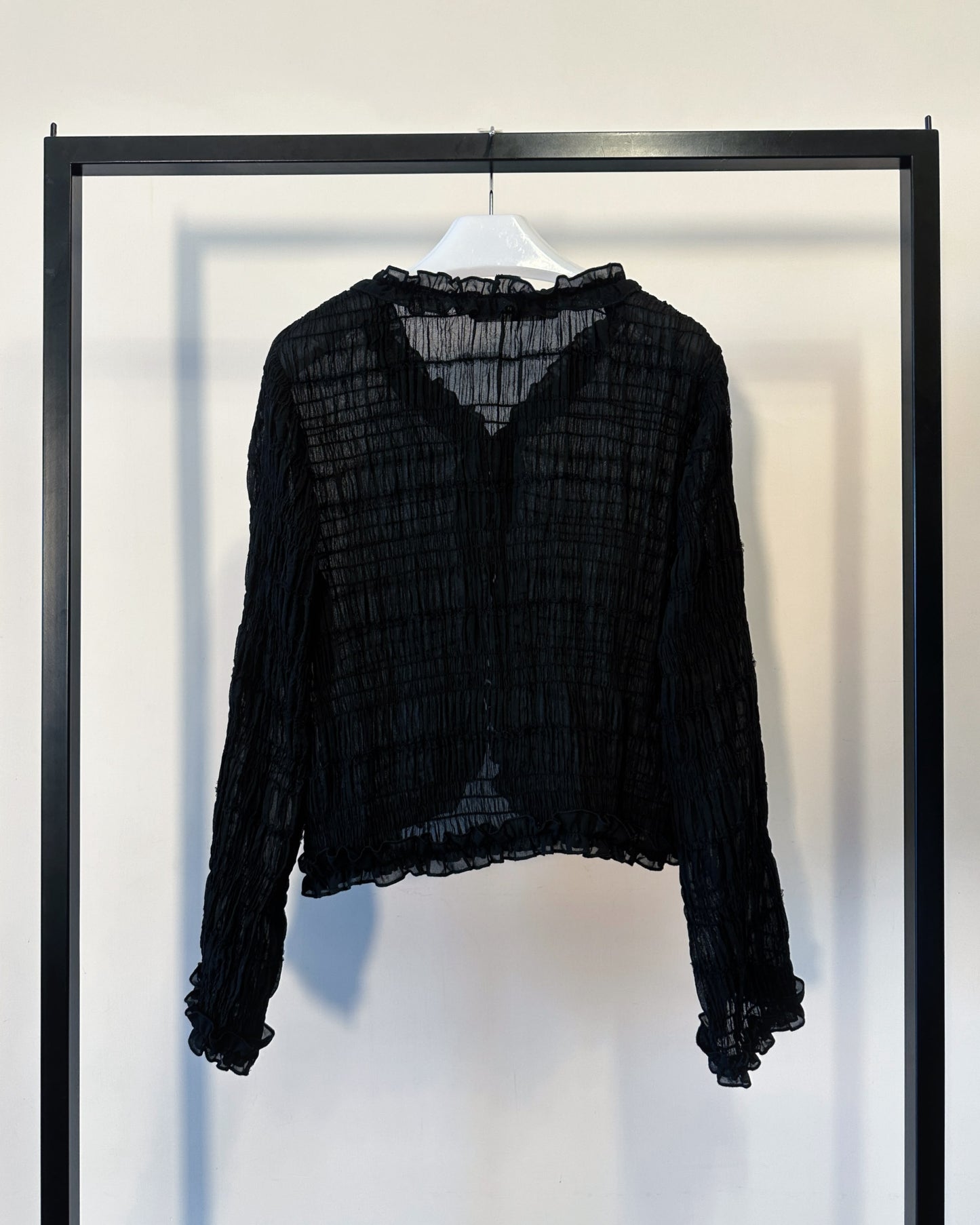 aalis SAIGE chiffon ruching cardigan (Black)