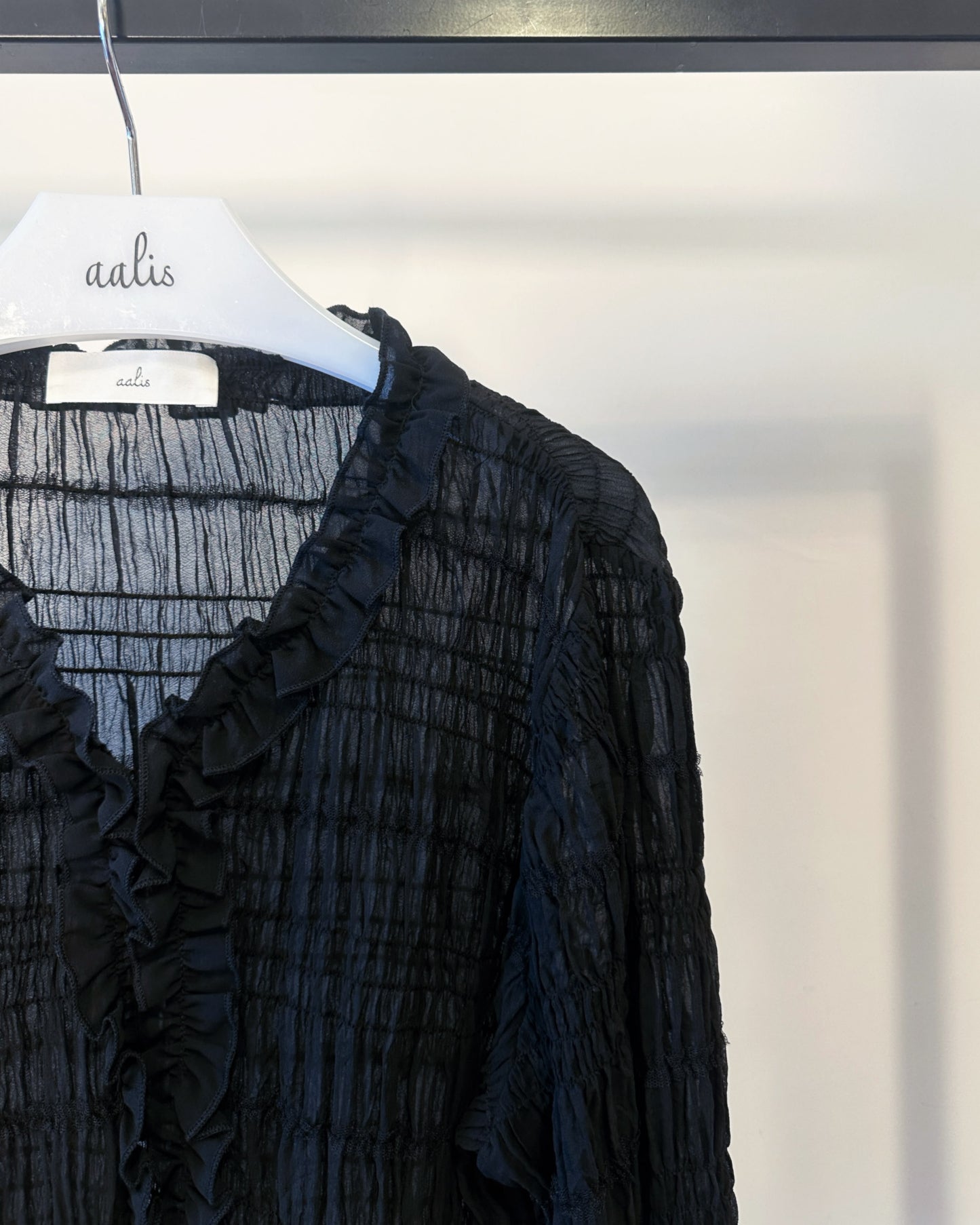 aalis SAIGE chiffon ruching cardigan (Black)