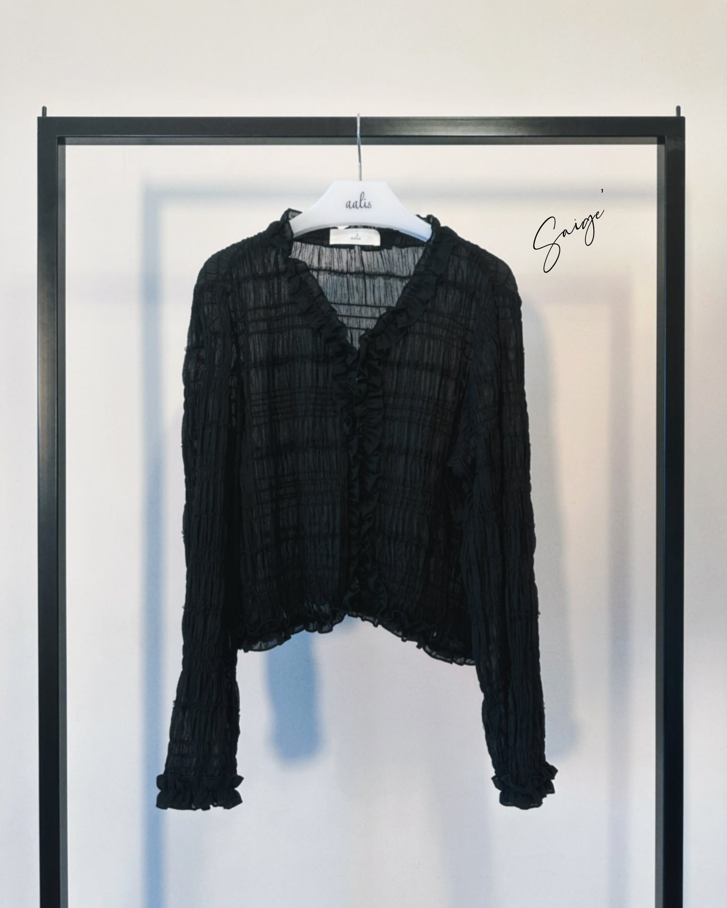 aalis SAIGE chiffon ruching cardigan (Black)