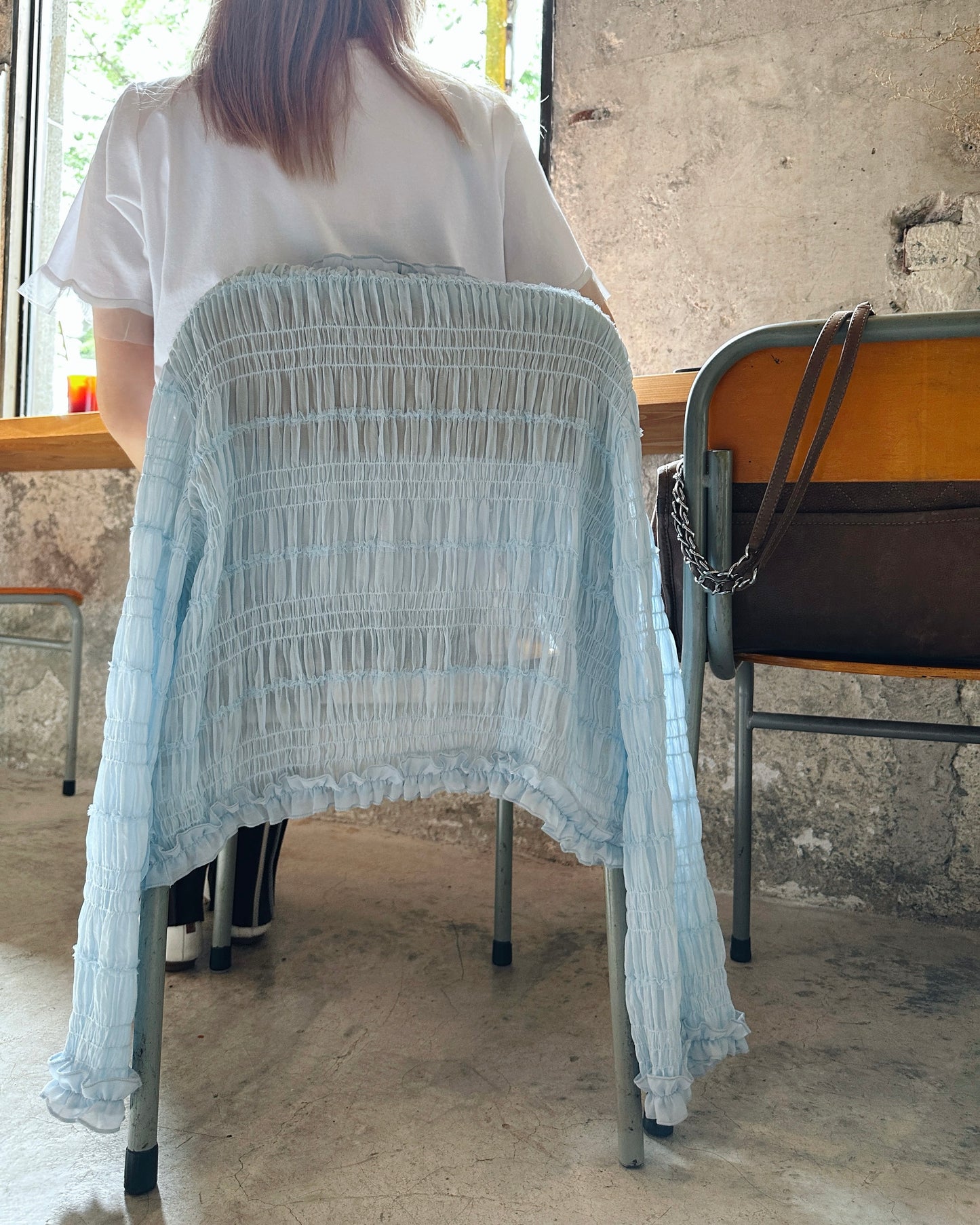 aalis SAIGE chiffon ruching cardigan (Blue)
