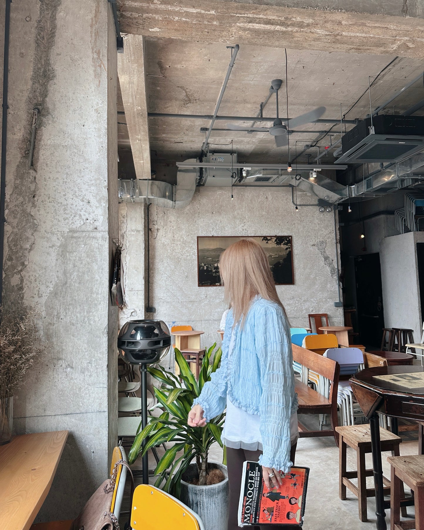 aalis SAIGE chiffon ruching cardigan (Blue)