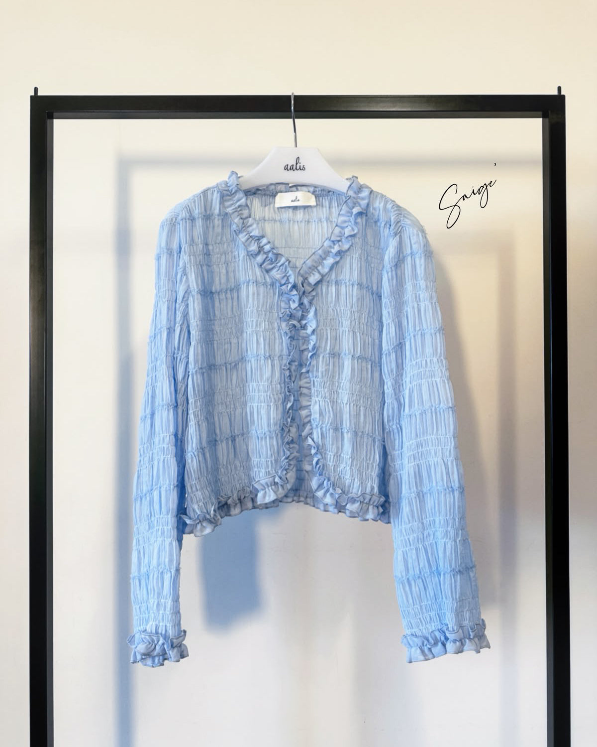 aalis SAIGE chiffon ruching cardigan (Blue)