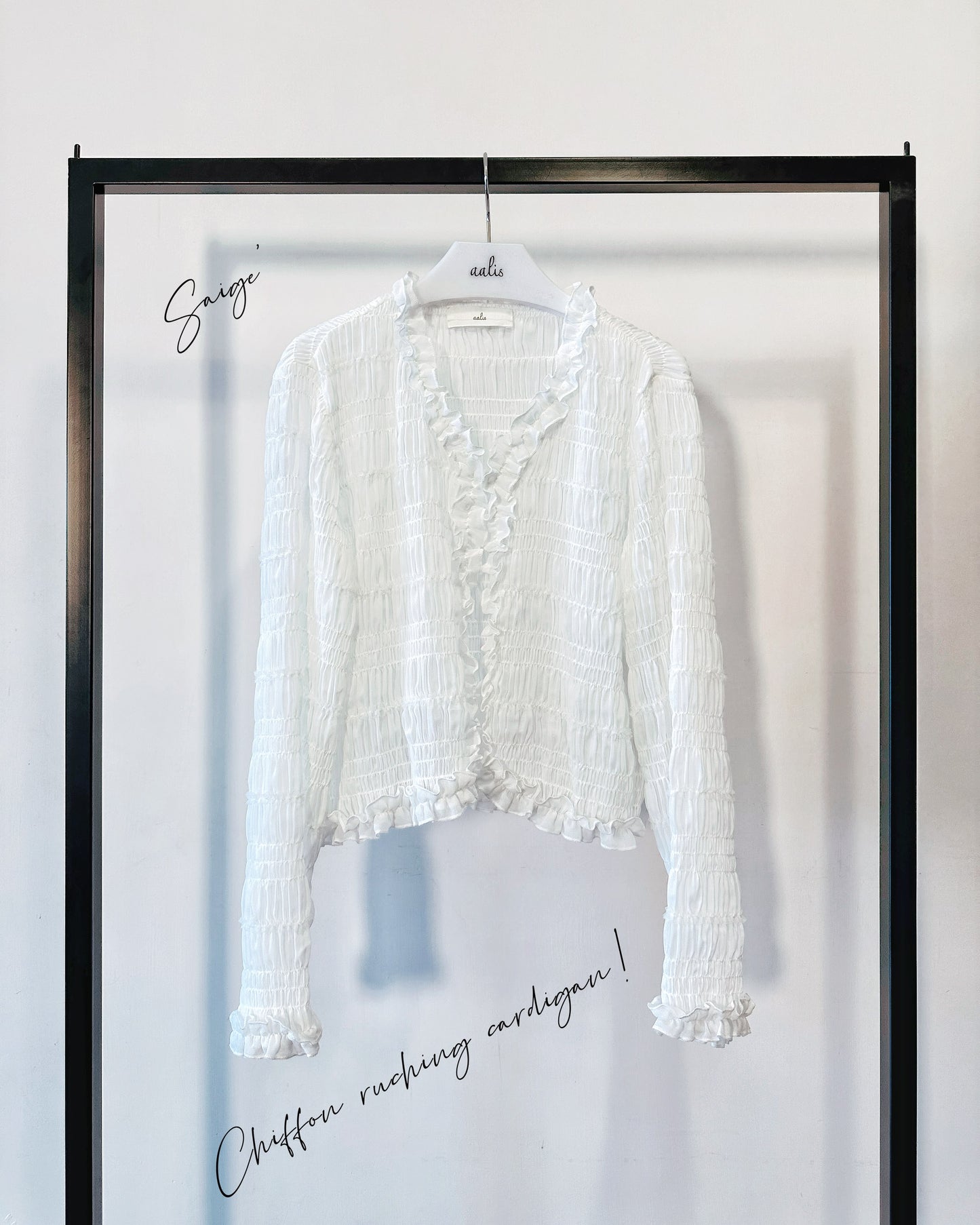 aalis SAIGE chiffon ruching cardigan (White)
