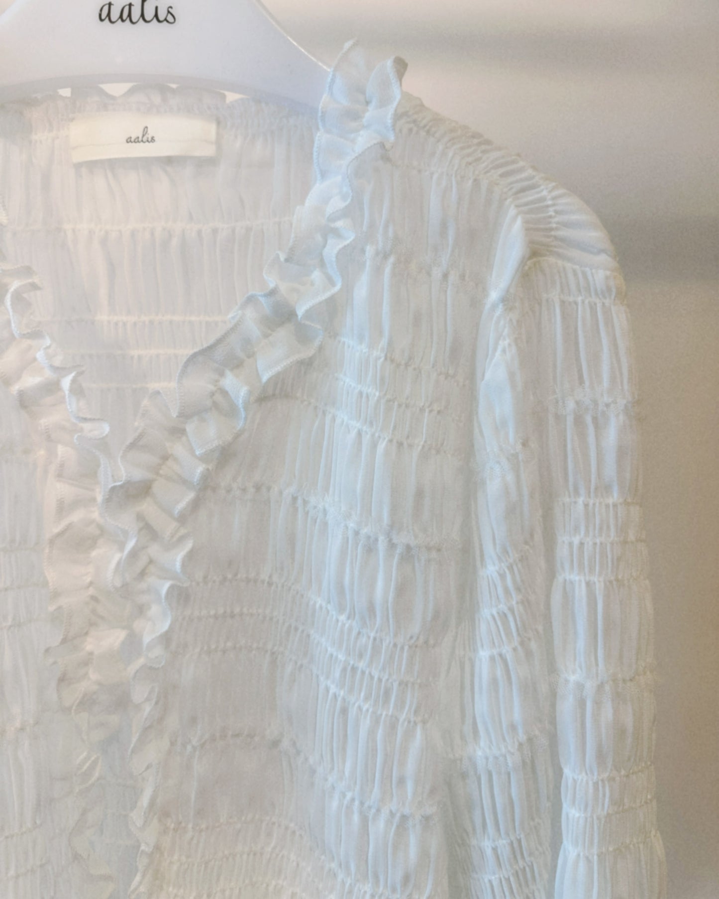 aalis SAIGE chiffon ruching cardigan (White)