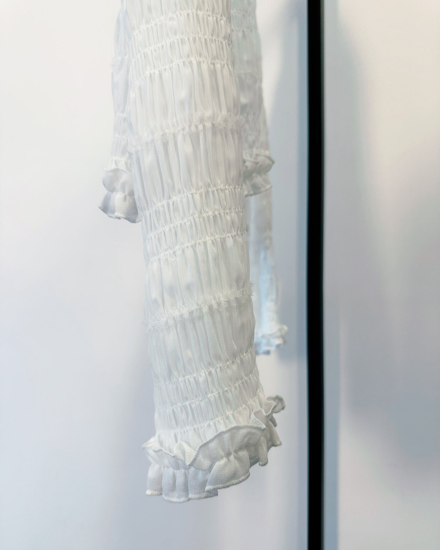 aalis SAIGE chiffon ruching cardigan (White)