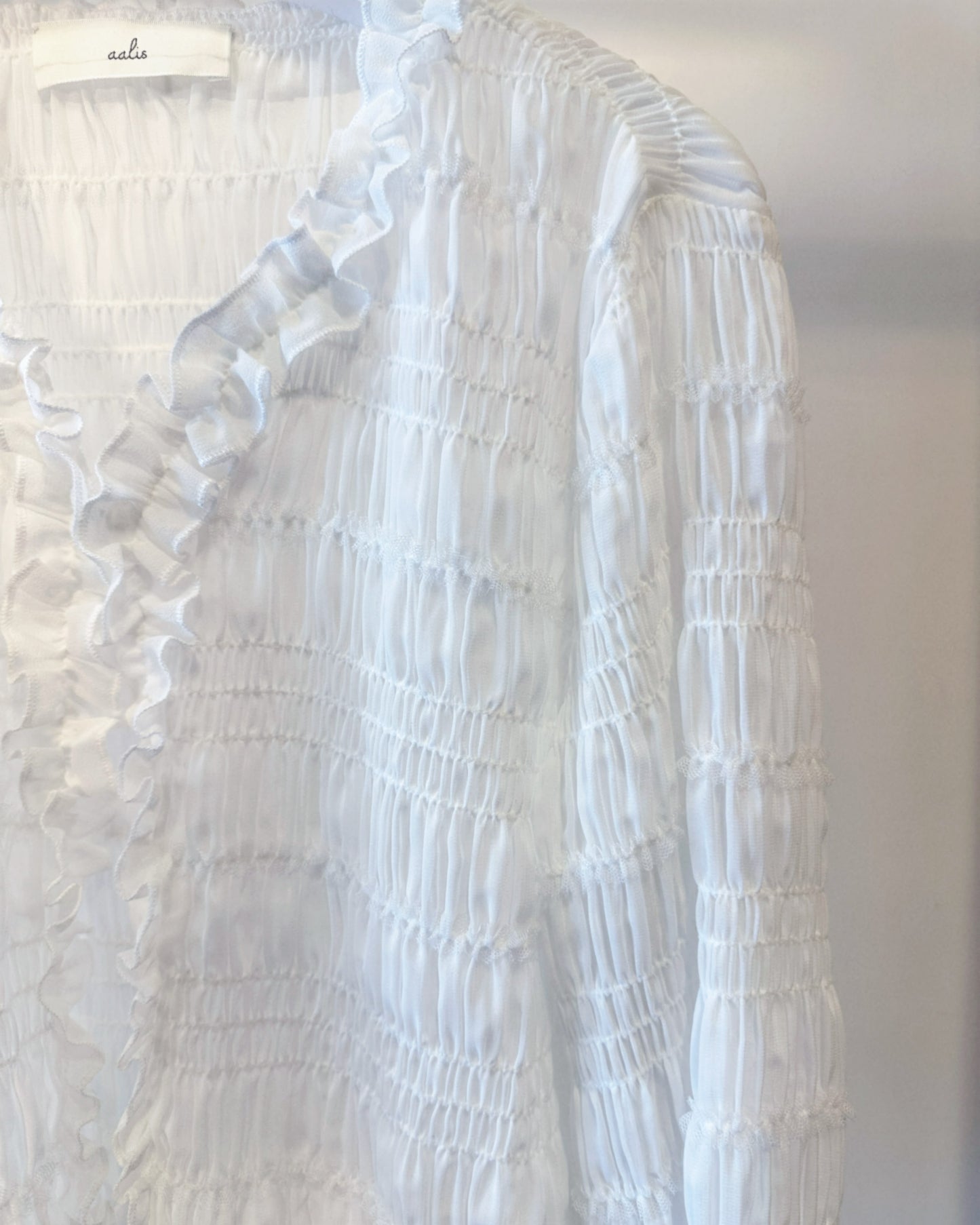 aalis SAIGE chiffon ruching cardigan (White)