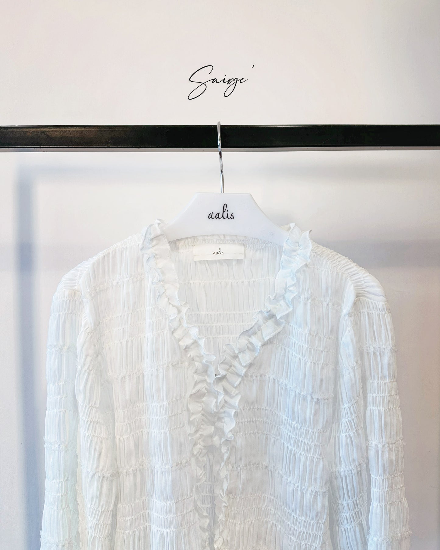 aalis SAIGE chiffon ruching cardigan (White)