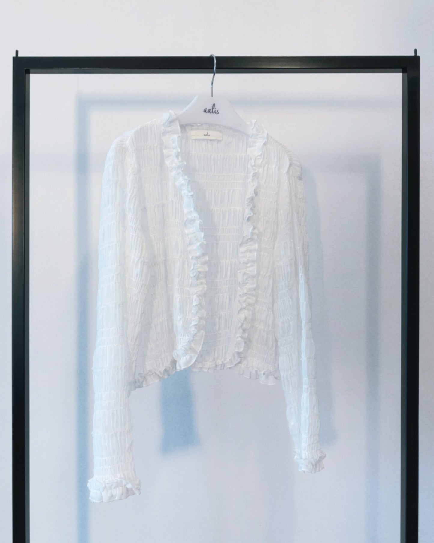 aalis SAIGE chiffon ruching cardigan (White)