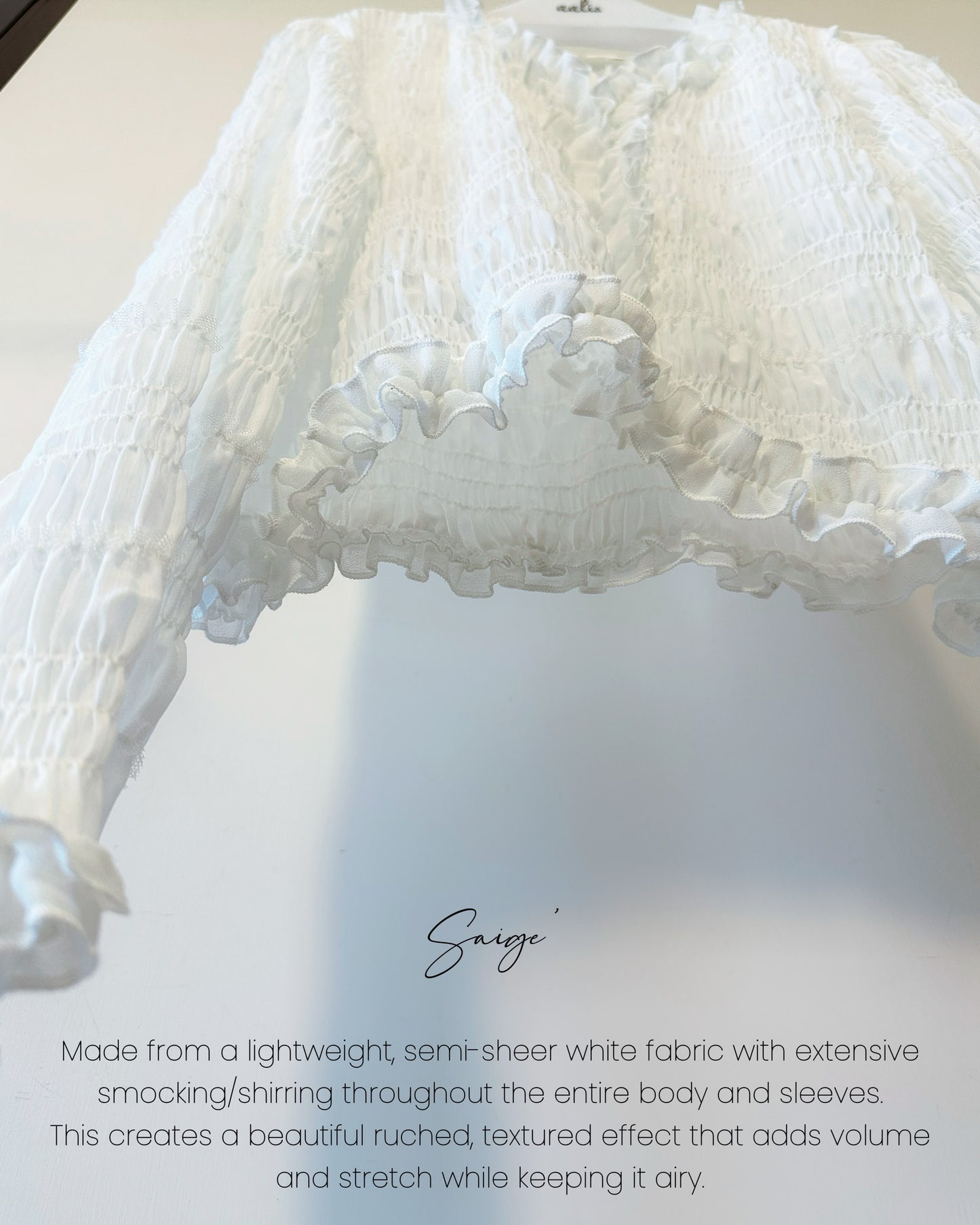 aalis SAIGE chiffon ruching cardigan (White)