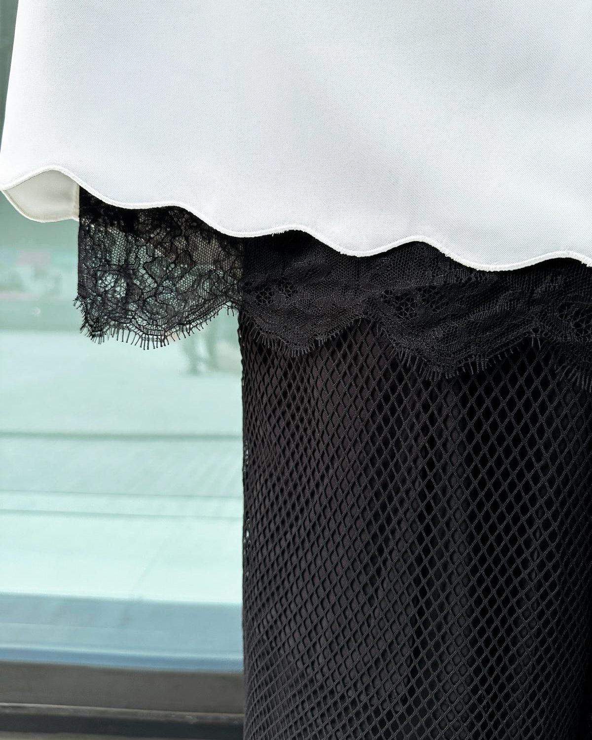 aalis EDWIN netting layer pants (Black)