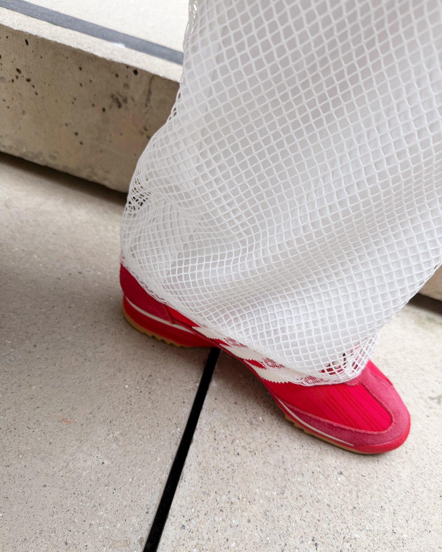 aalis EDWIN netting layer pants (White)