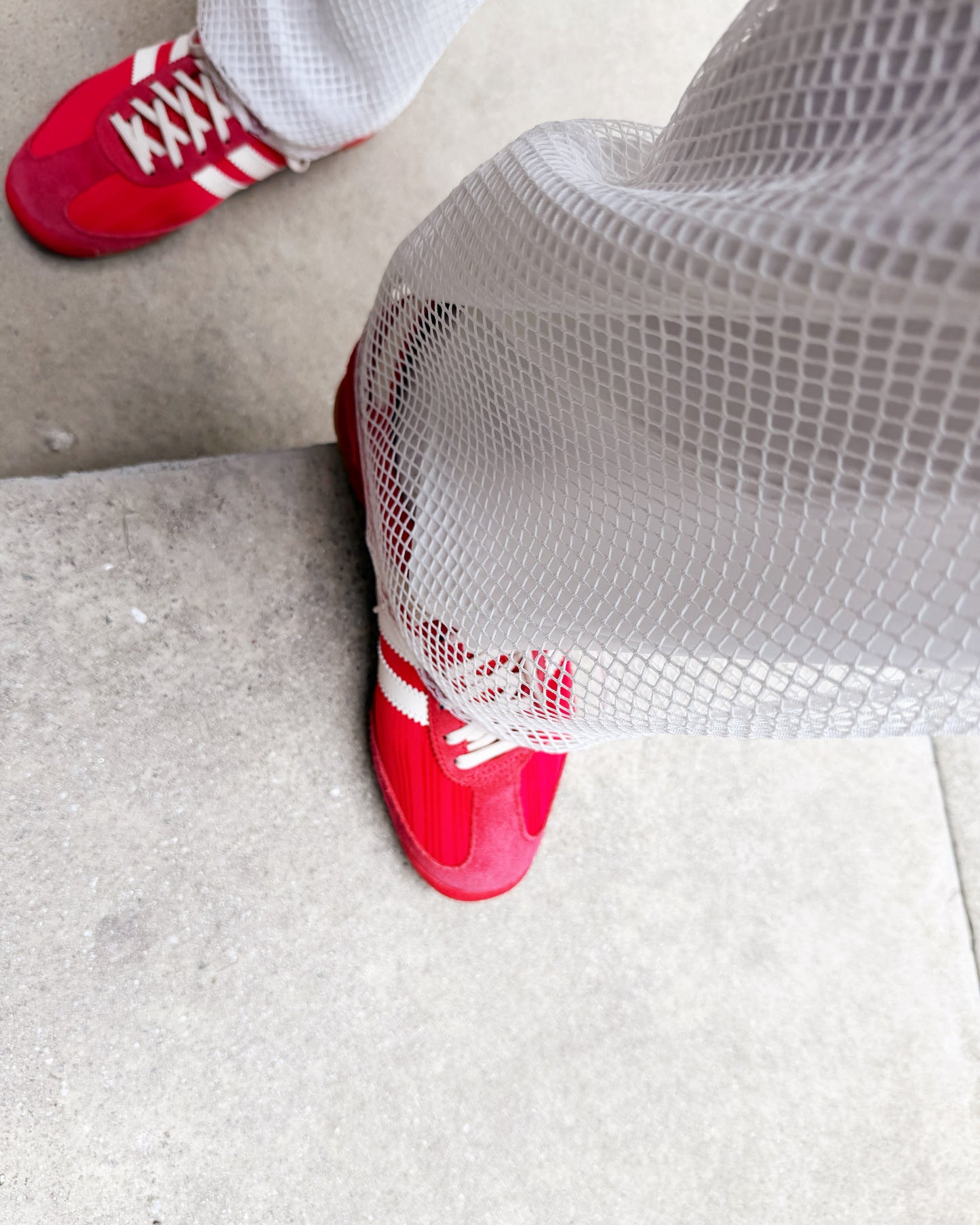 aalis EDWIN netting layer pants (White)