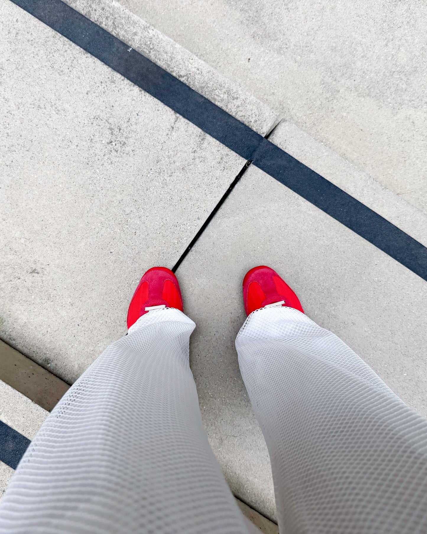 aalis EDWIN netting layer pants (White)