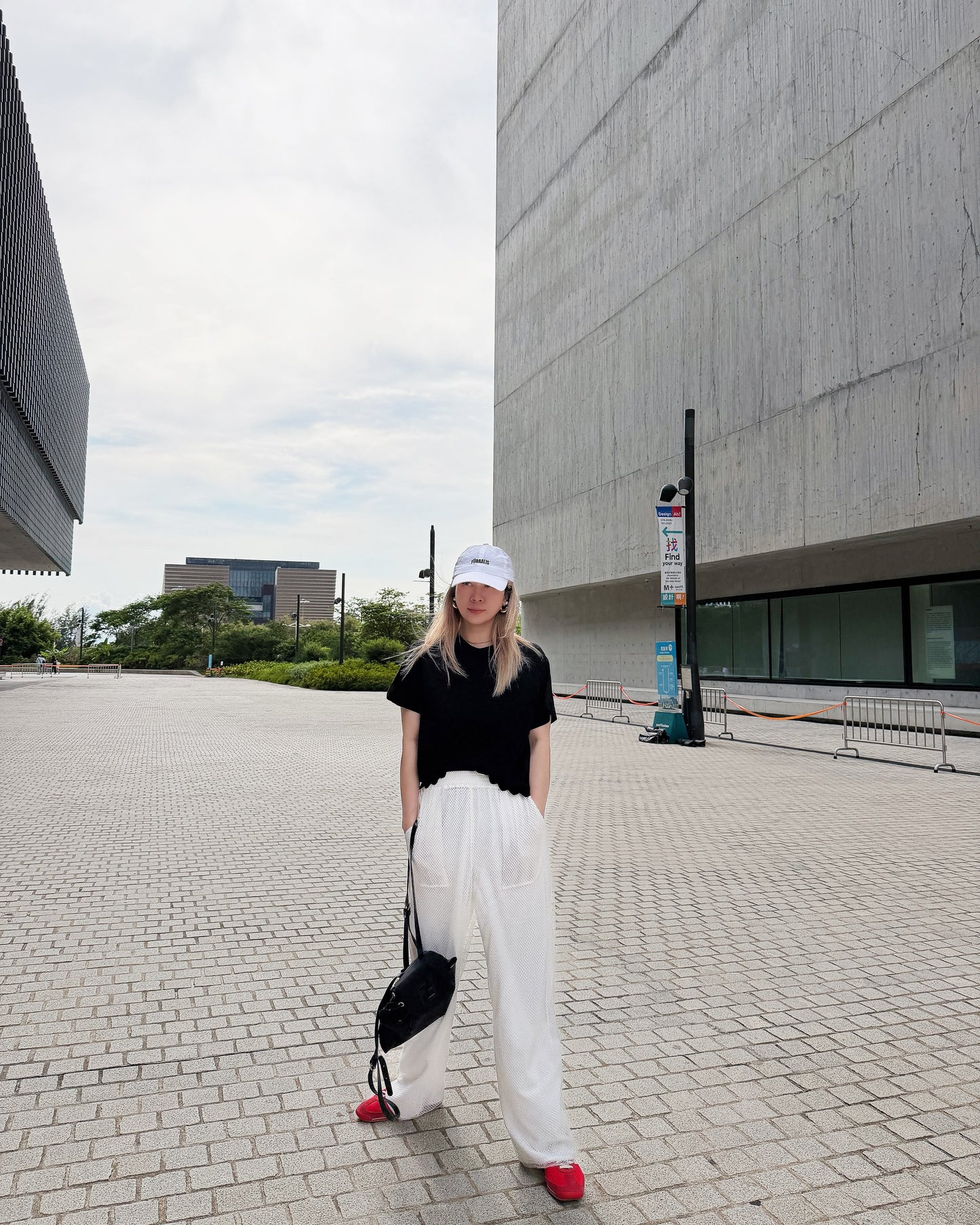 aalis EDWIN netting layer pants (White)