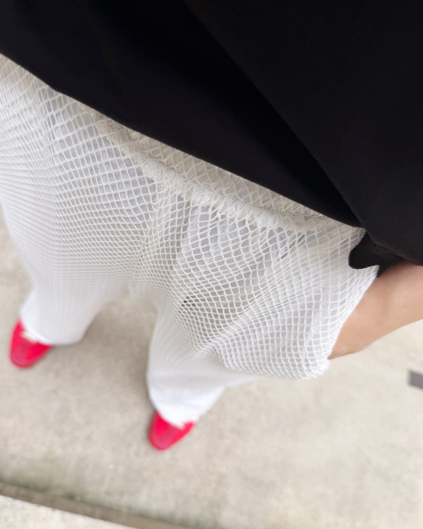 aalis EDWIN netting layer pants (White)