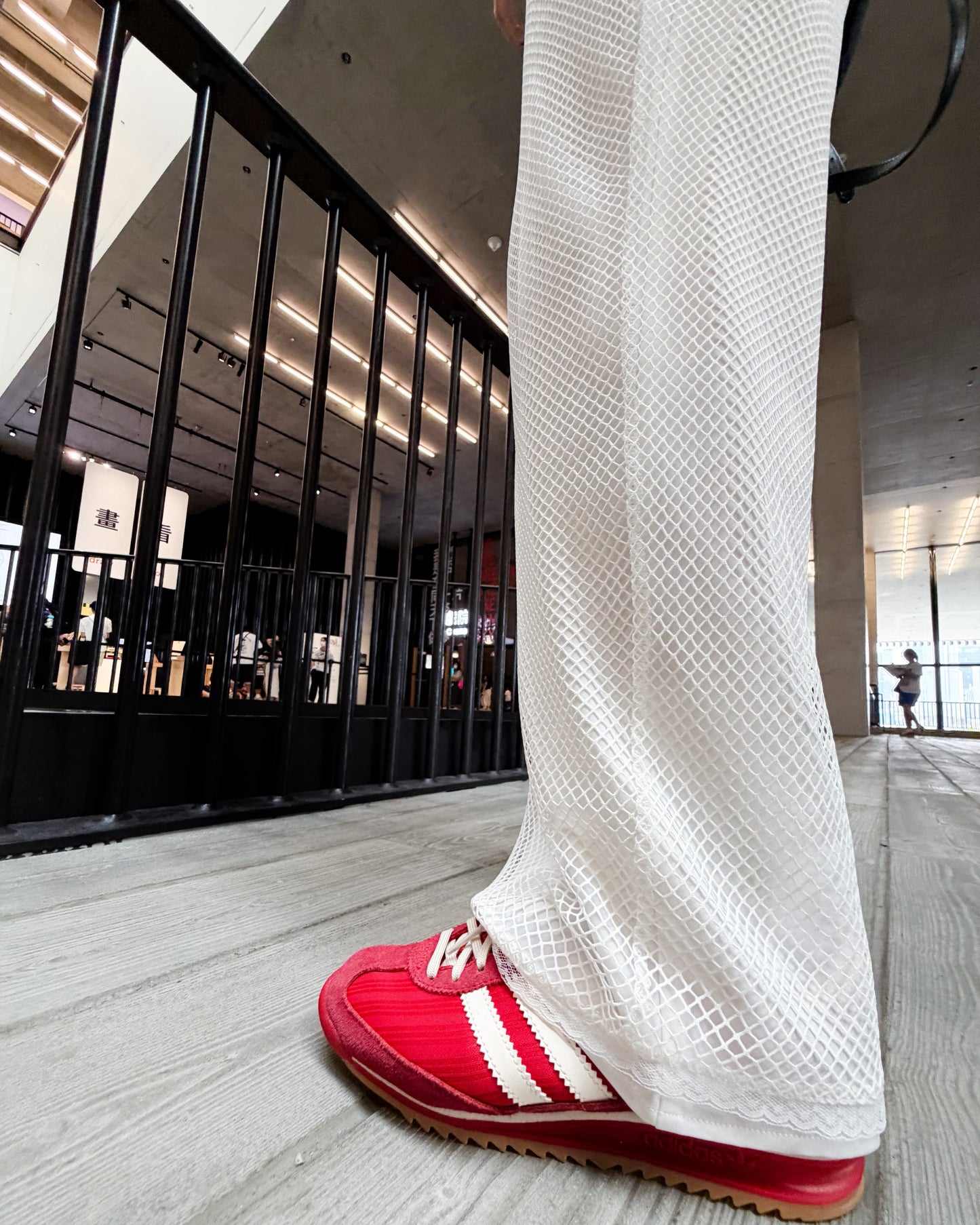 aalis EDWIN netting layer pants (White)
