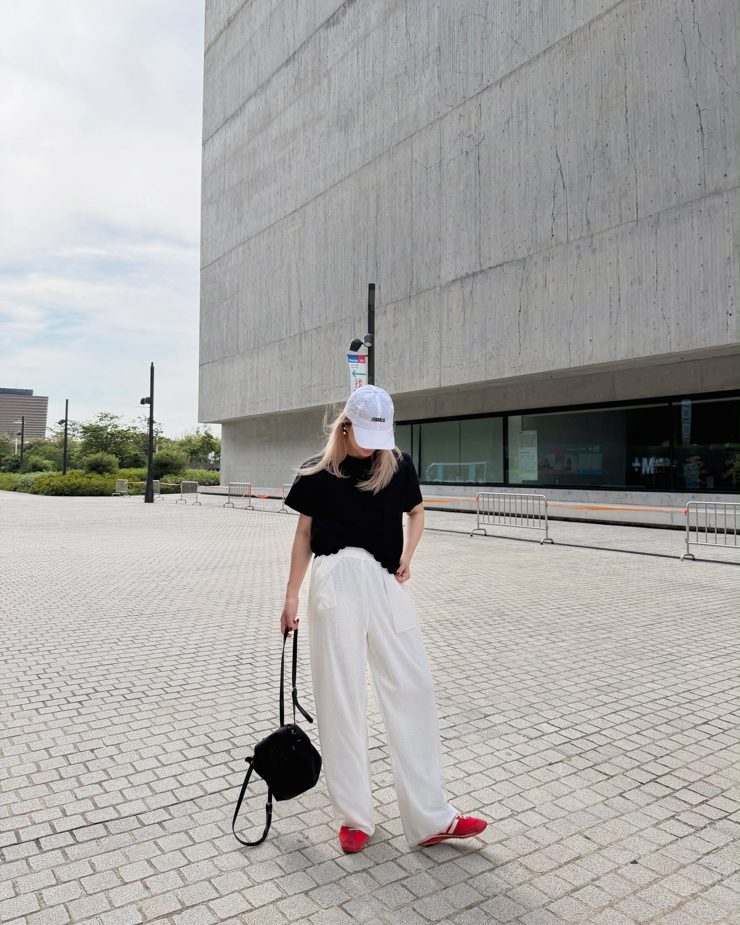 aalis EDWIN netting layer pants (White)