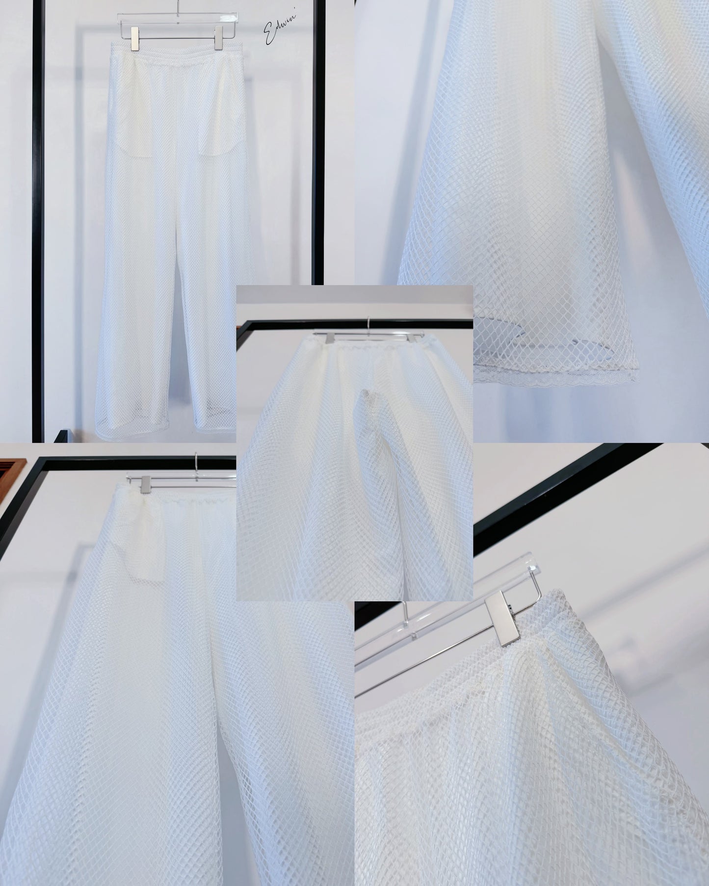aalis EDWIN netting layer pants (White)