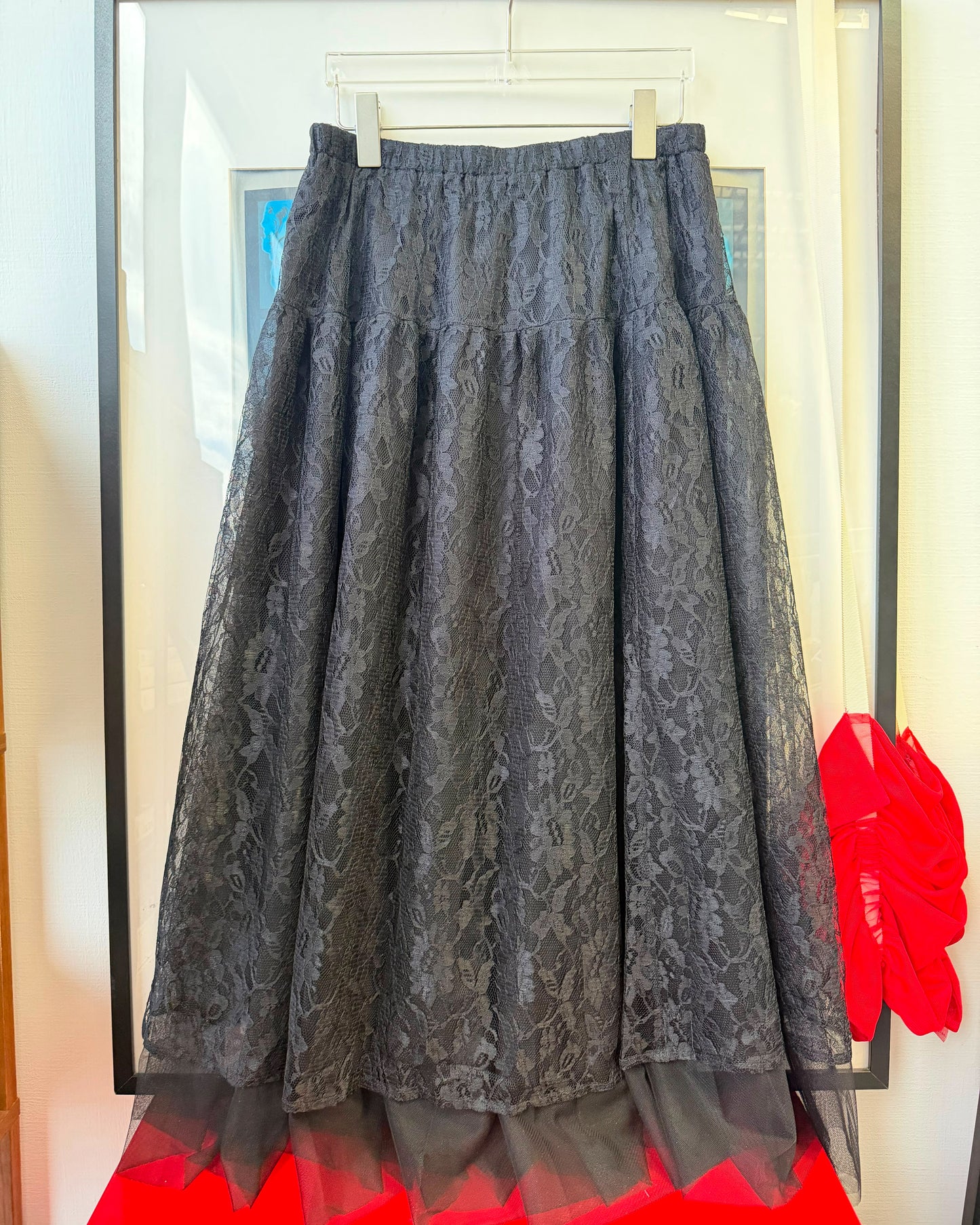aalis DORIS LACE mid length with mesh layer skirt (Black Lace)