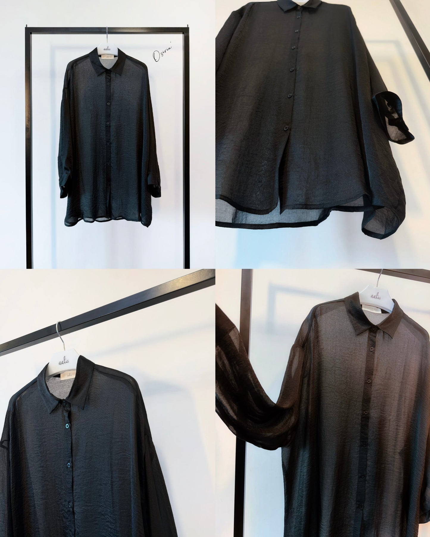 aalis OSIRIA flowy semi sheer shirt (Black)