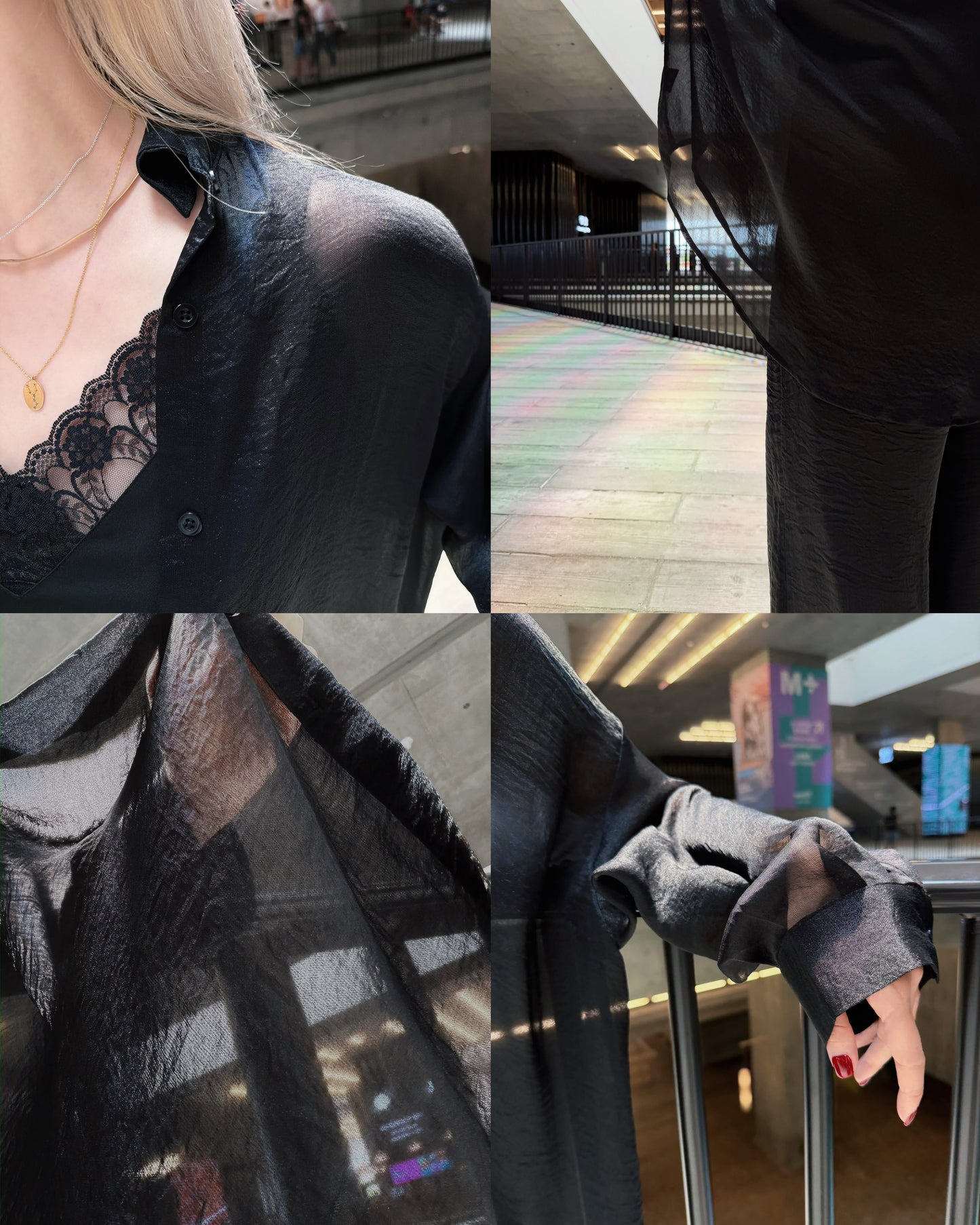 aalis OSIRIA flowy semi sheer shirt (Black)