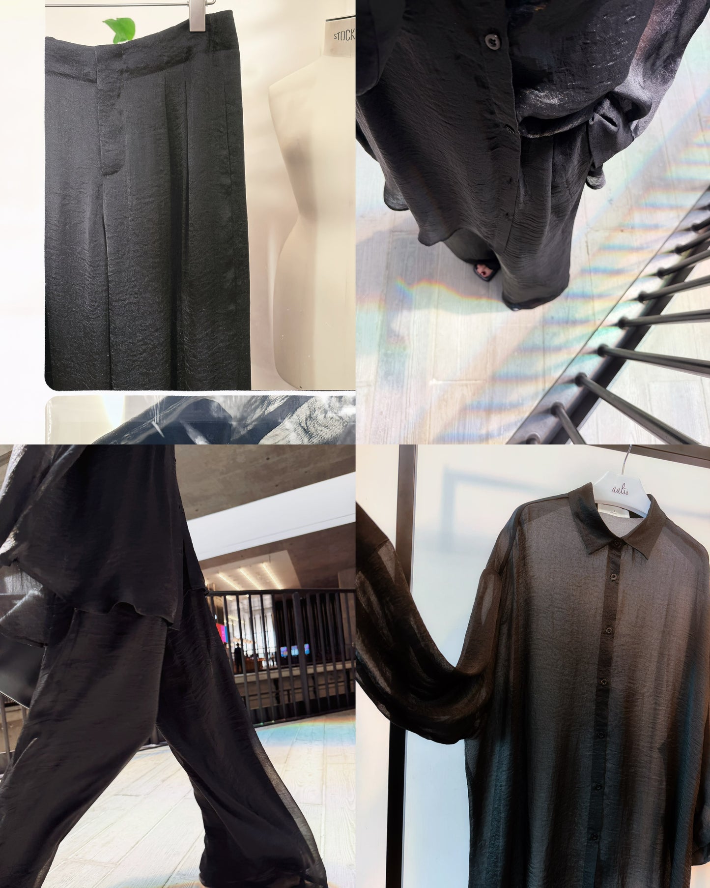 aalis OSIRIA flowy semi sheer shirt (Black)