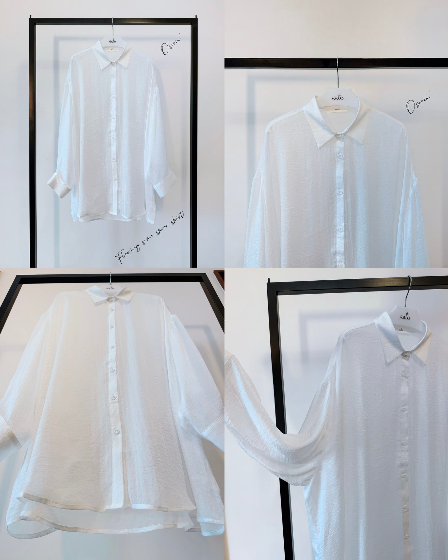 aalis OSIRIA flowy semi sheer shirt (White)