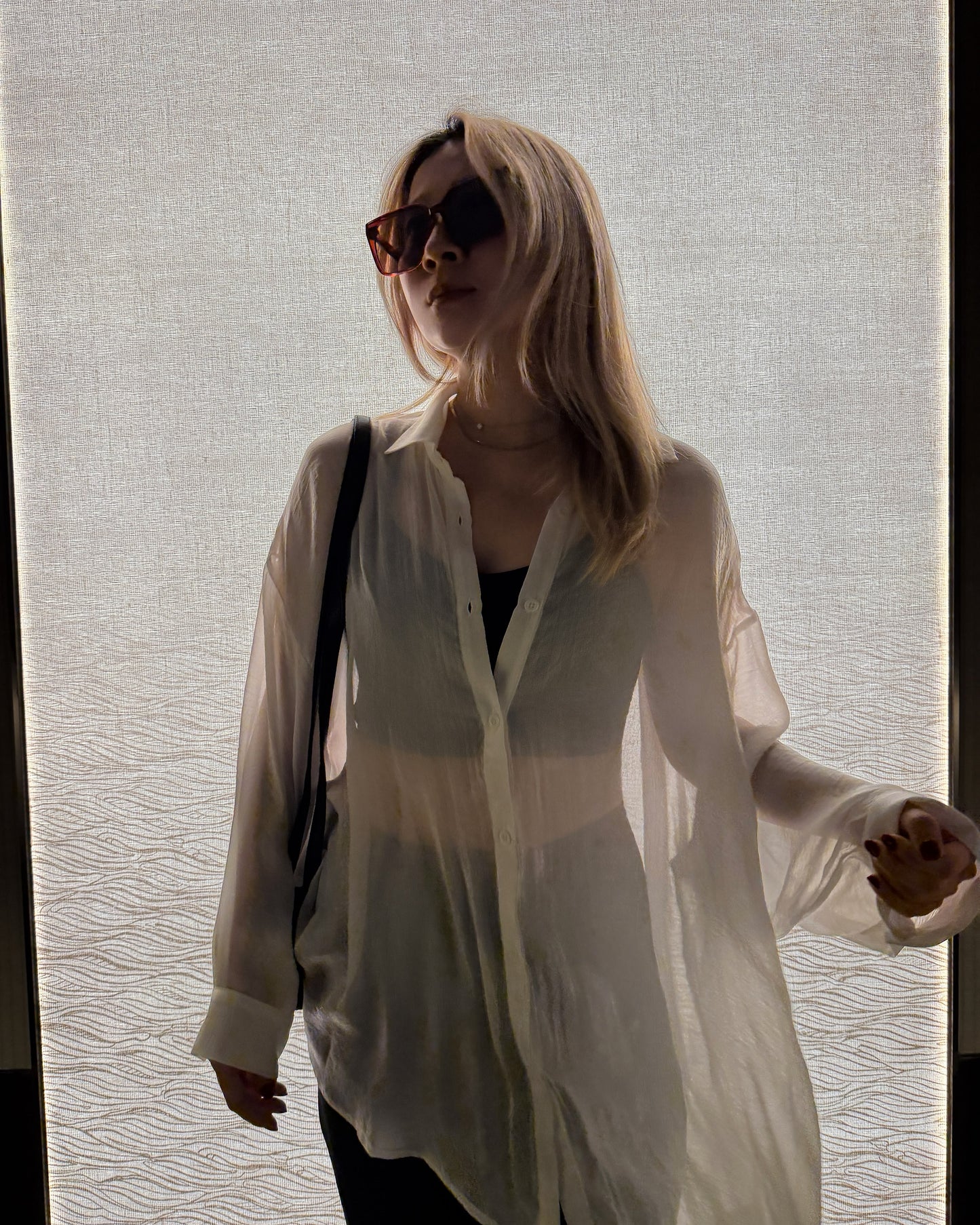 aalis OSIRIA flowy semi sheer shirt (White)