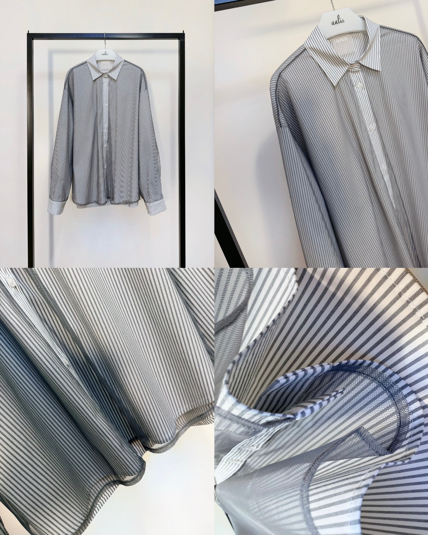 aalis BAYLA FW26 mesh overlay shirt (Charcoal)