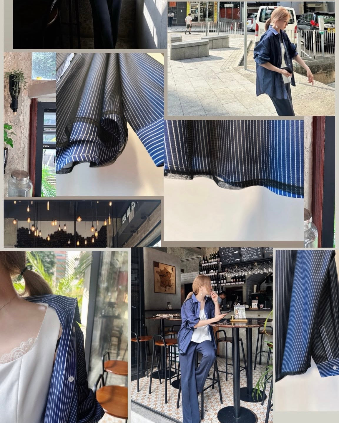 (Pre-order) aalis BAYLA mesh overlay shirt (Blue Denim)