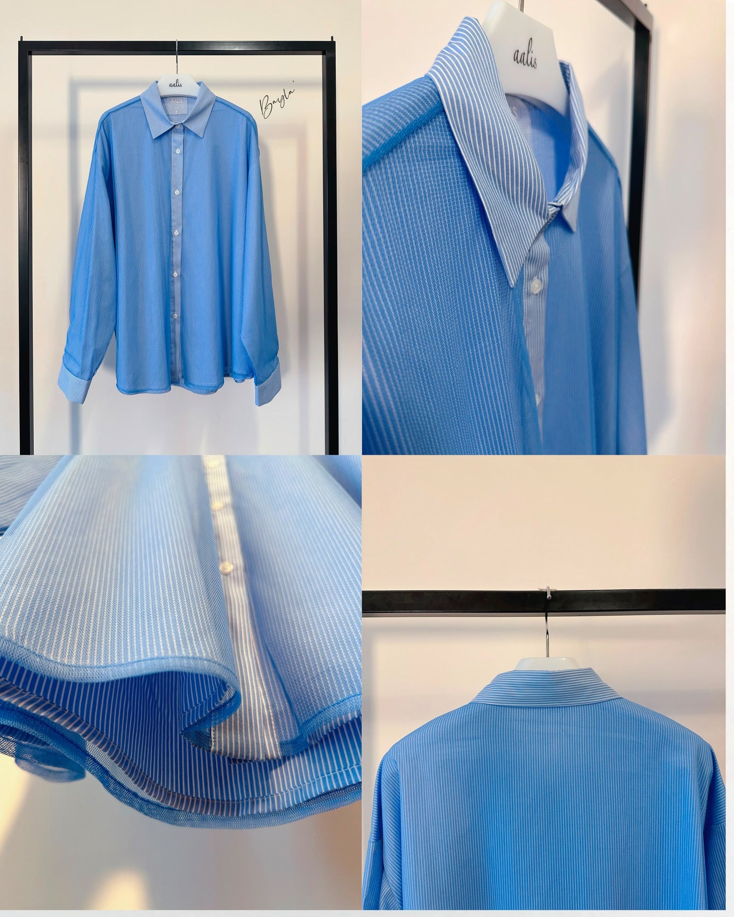 aalis BAYLA mesh overlay shirt (Light Blue)