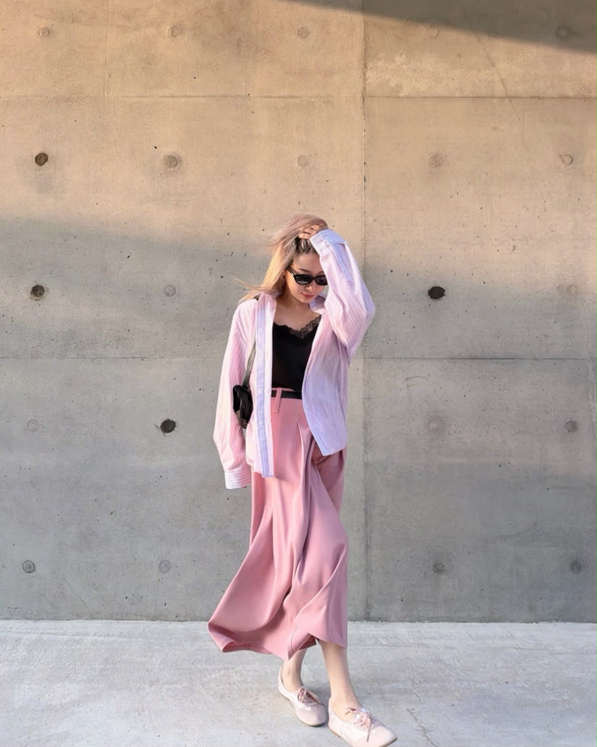 (Pre-order) aalis BAYLA FW26 mesh overlay shirt (Pink)