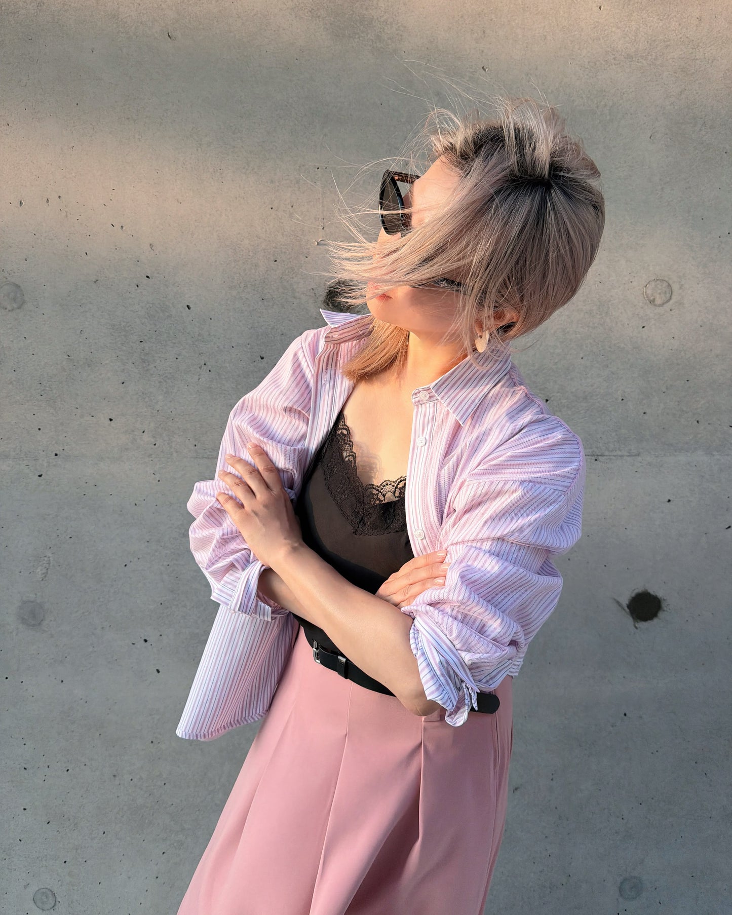 (Pre-order) aalis BAYLA FW26 mesh overlay shirt (Pink)