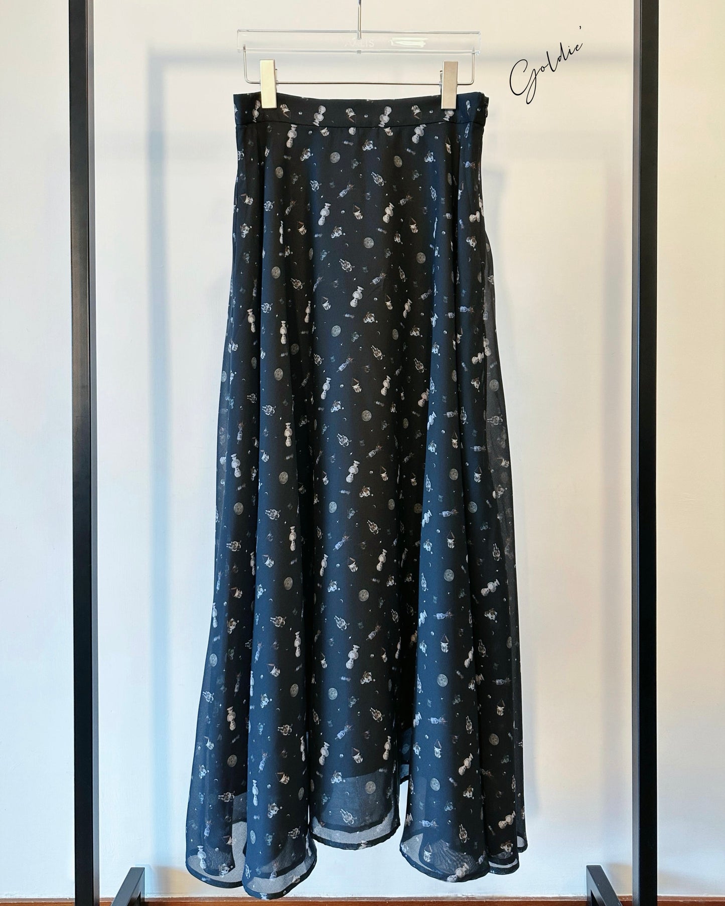 aalis GOLDIE chiffon maxi skirt (Black Print)