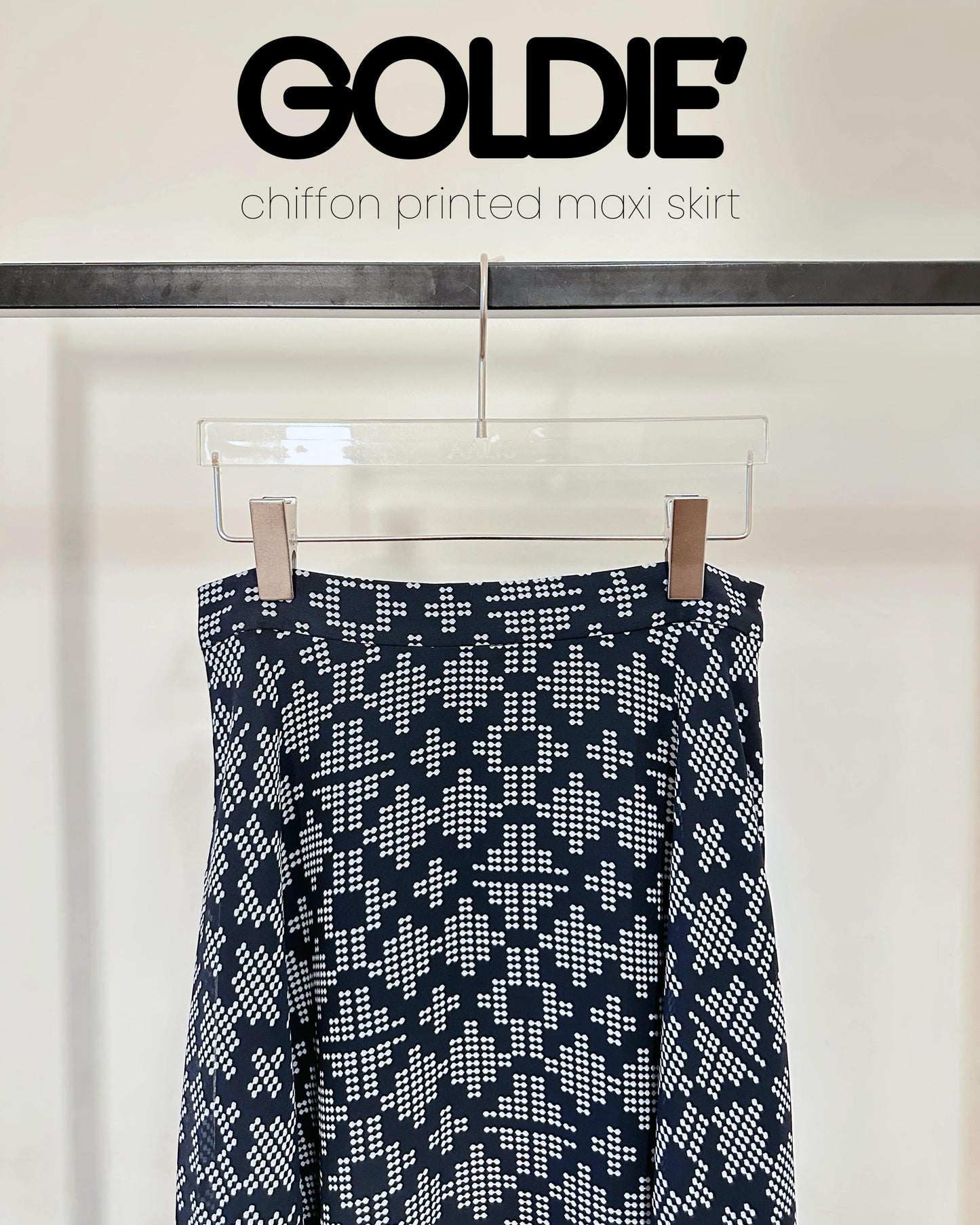 aalis GOLDIE chiffon maxi skirt (Black Dot)