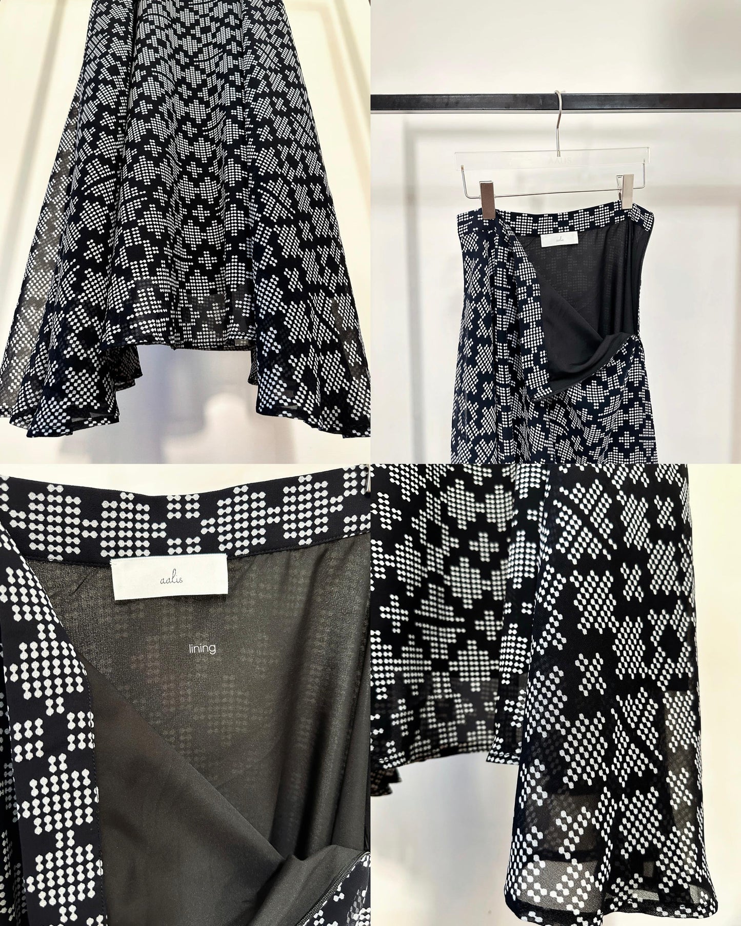 aalis GOLDIE chiffon maxi skirt (Black Dot)