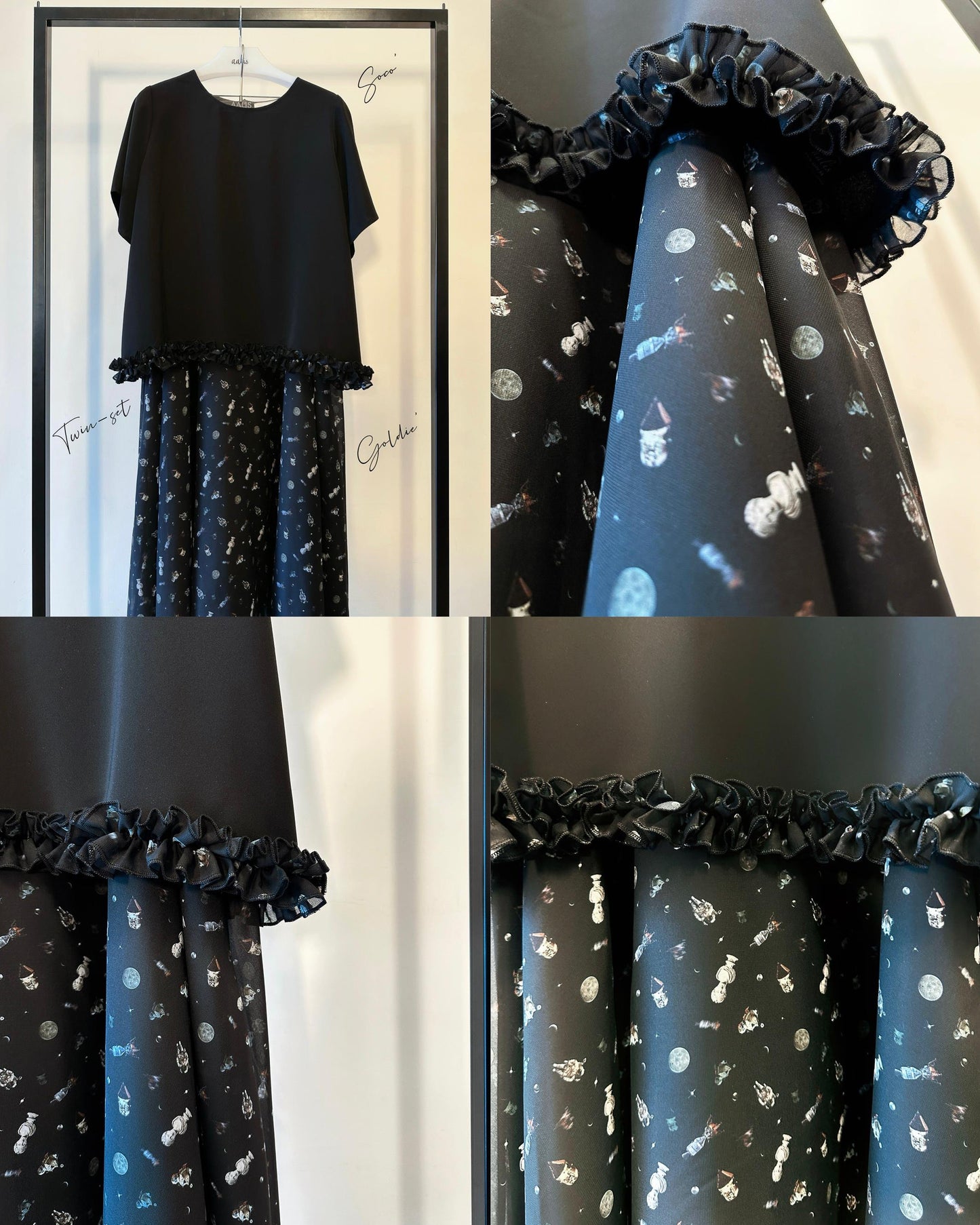 aalis GOLDIE chiffon maxi skirt (Black Print)