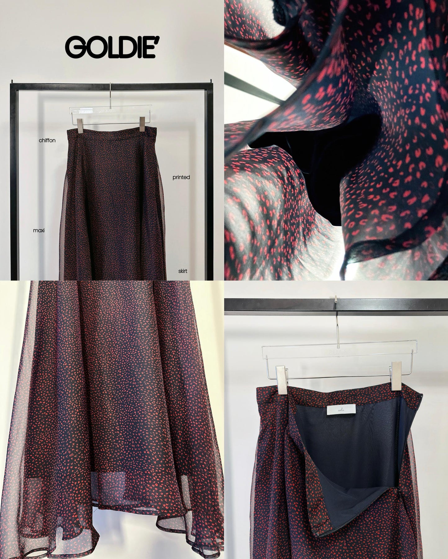 aalis GOLDIE chiffon maxi skirt (Navy Mix)