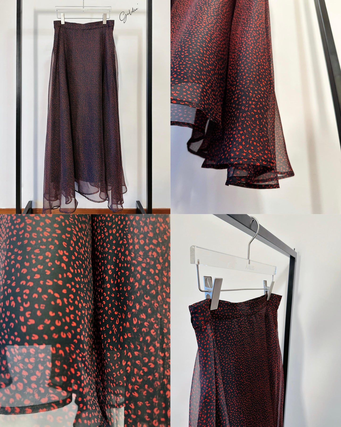 aalis GOLDIE chiffon maxi skirt (Navy Mix)