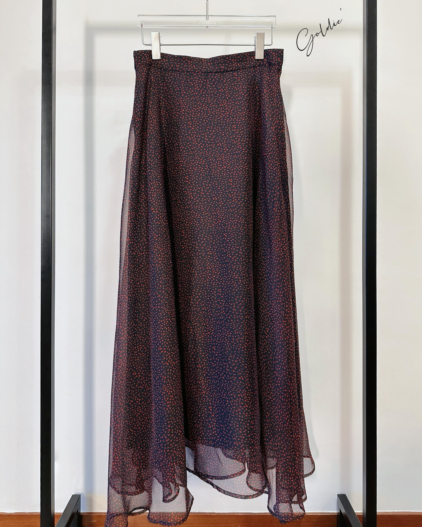aalis GOLDIE chiffon maxi skirt (Navy Mix)